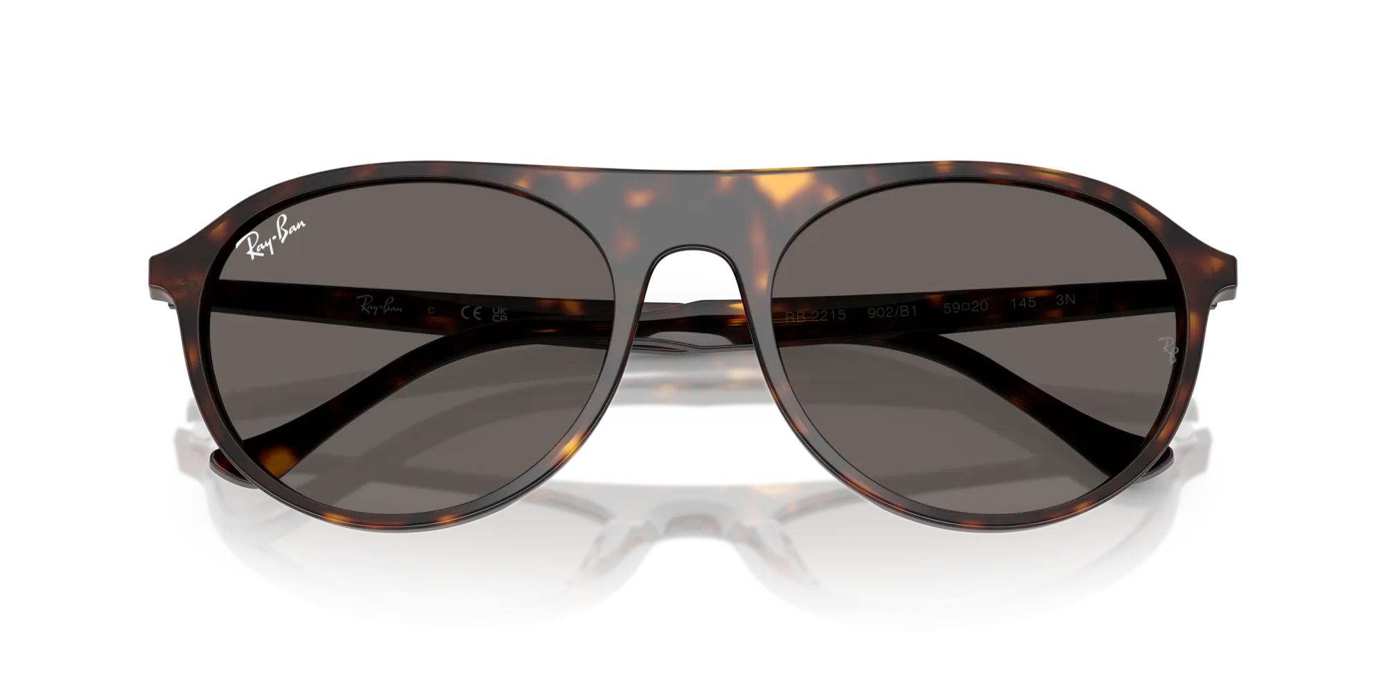 Ray - Ban RB2215 902/B1 Occhiali da sole Acetato Tartaruga Grigio Squadrata Normale - immagine 2