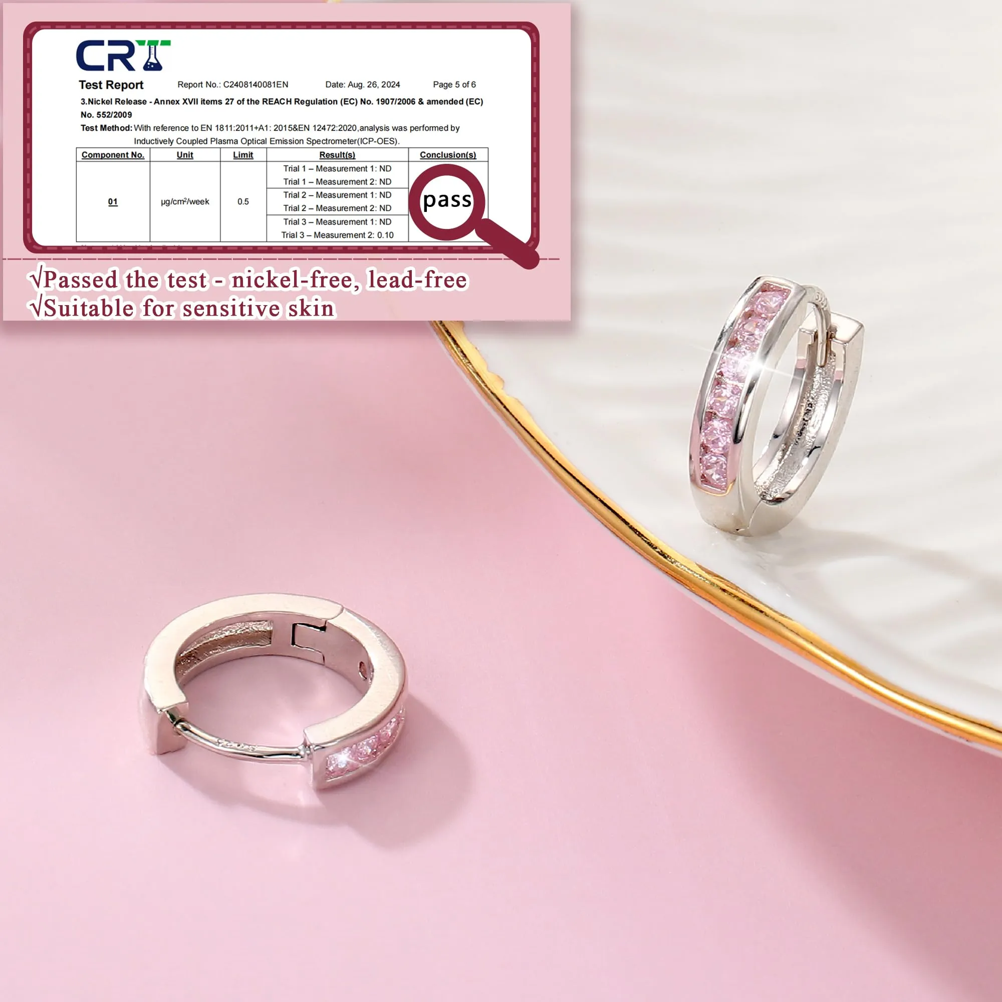 Orazio Orecchini a Cerchio Piccoli in con Perni in Argento 925 con Cubic - immagine 5