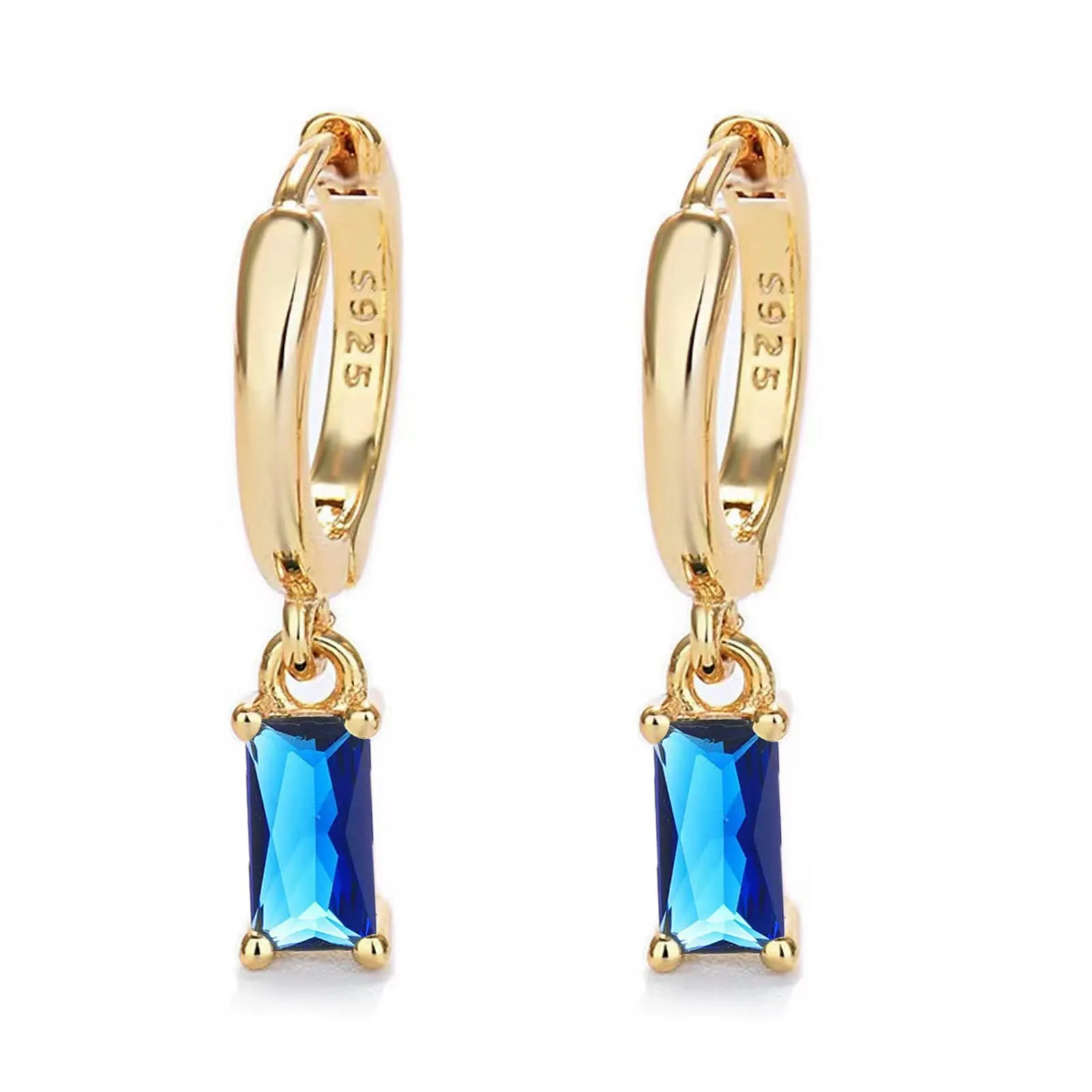 Orecchini creoli in oro da donna con pendente verde, orecchini a cerchio in oro 14 carati, unisex, 2 pezzi, Zircone - immagine 1