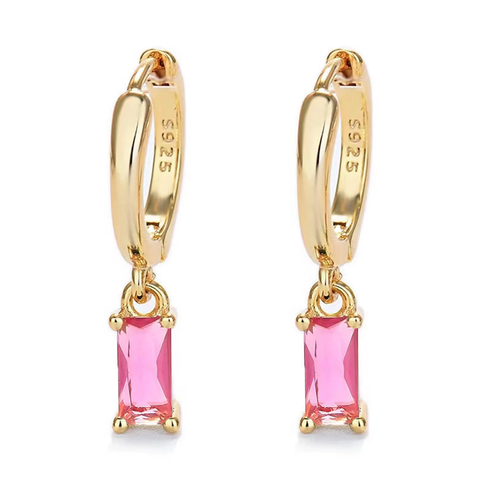 Small Orecchini Cerchio Oro Con Orecchini Fucsia, Orecchini Cerchio Oro Con Orecchini Fucsia For Girls and Men 2PCS - immagine 1
