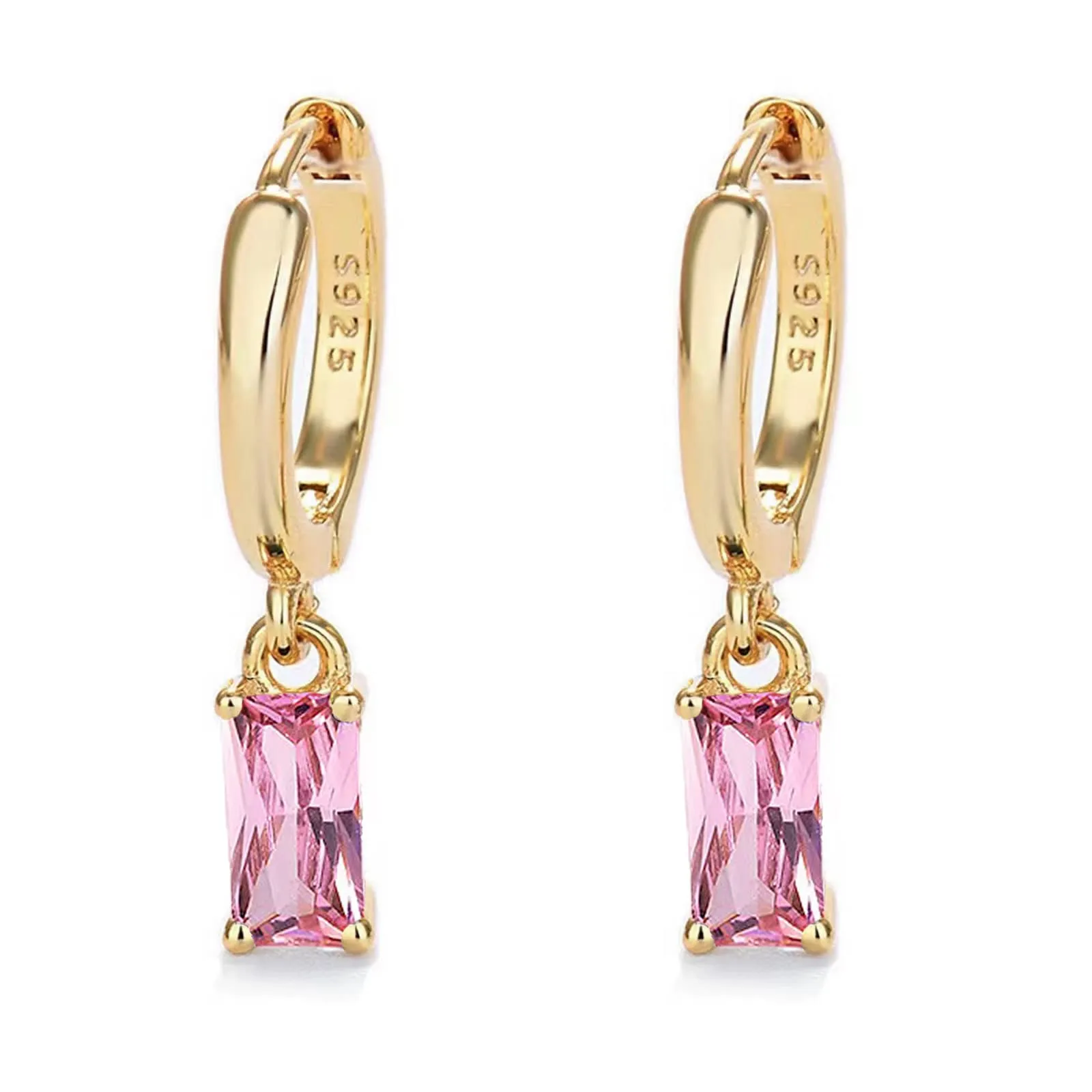 Orecchini creoli in oro da donna con pendente verde, orecchini a cerchio in oro 14 carati, unisex, 2 pezzi - immagine 1