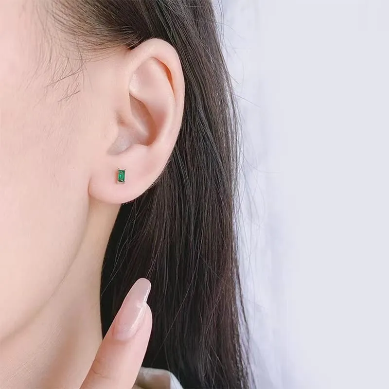 Orecchini in Rame Piccoli Cerchio Oro Con Goccia Verde E Orecchini A Bottone Verdi, Per Donne Cerchi In Oro 14K Anallergici Donna Per Bambine E Uomini 4 PCS… - immagine 2