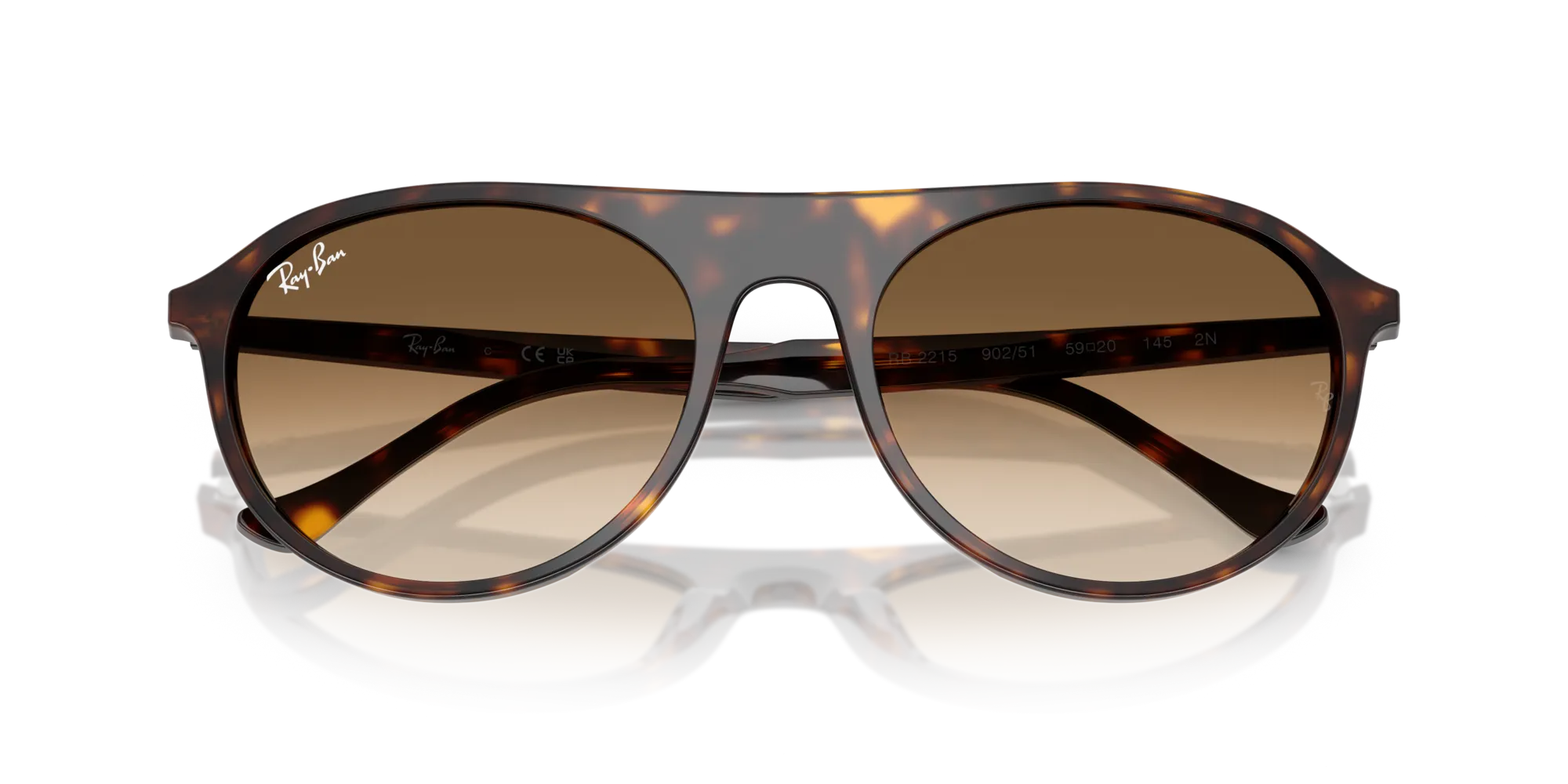 Ray - Ban RB2215 902/51 Occhiali da sole Acetato Tartaruga Marrone Squadrata Normale Sfumato - immagine 2