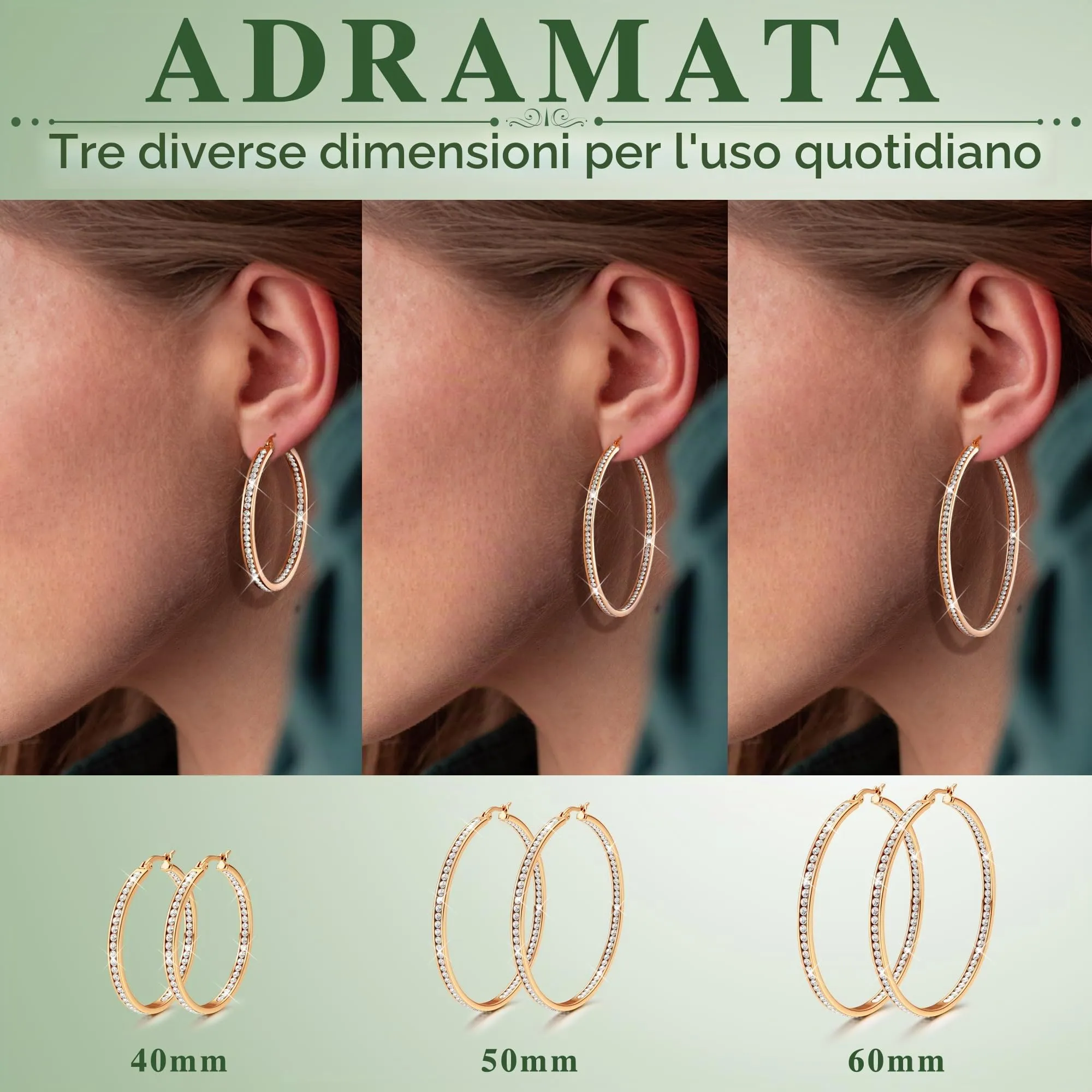 Adramata Orecchini Donna Orecchini Cerchio Zirconia Cubica Orecchino - immagine 4
