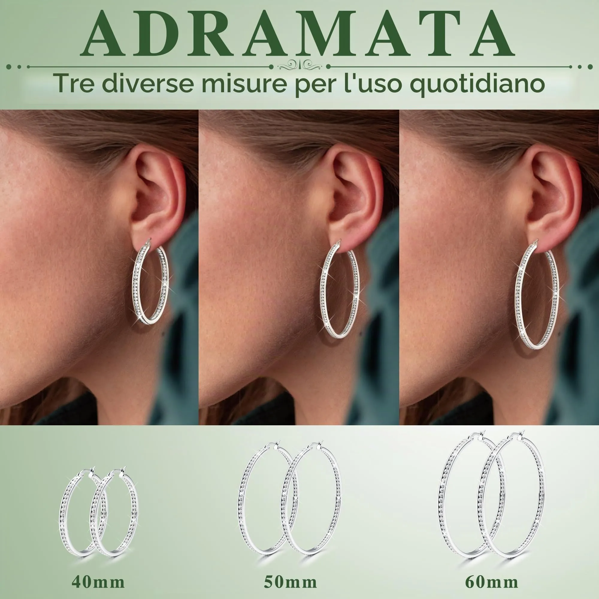 Adramata Orecchini Donna Orecchini Cerchio Zirconia Cubica Orecchino - immagine 4