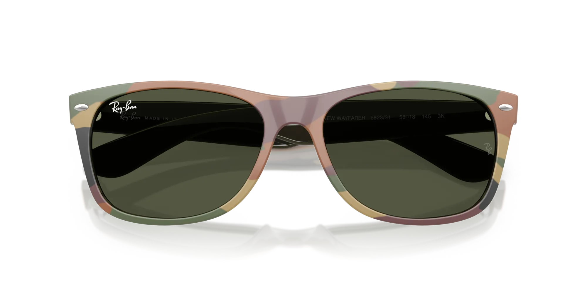 Ray - Ban RB2132 NEW WAYFARER 682331 Occhiali da sole Nylon Verde Verde Squadrata Normale - immagine 2