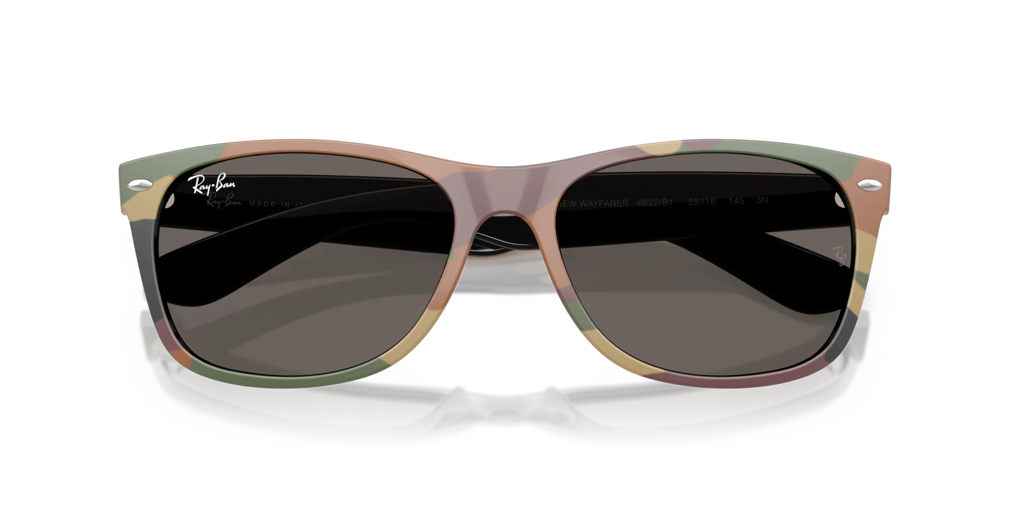 Ray - Ban RB2132 NEW WAYFARER 6822B1 Occhiali da sole Nylon Nero Grigio Squadrata Normale - immagine 2