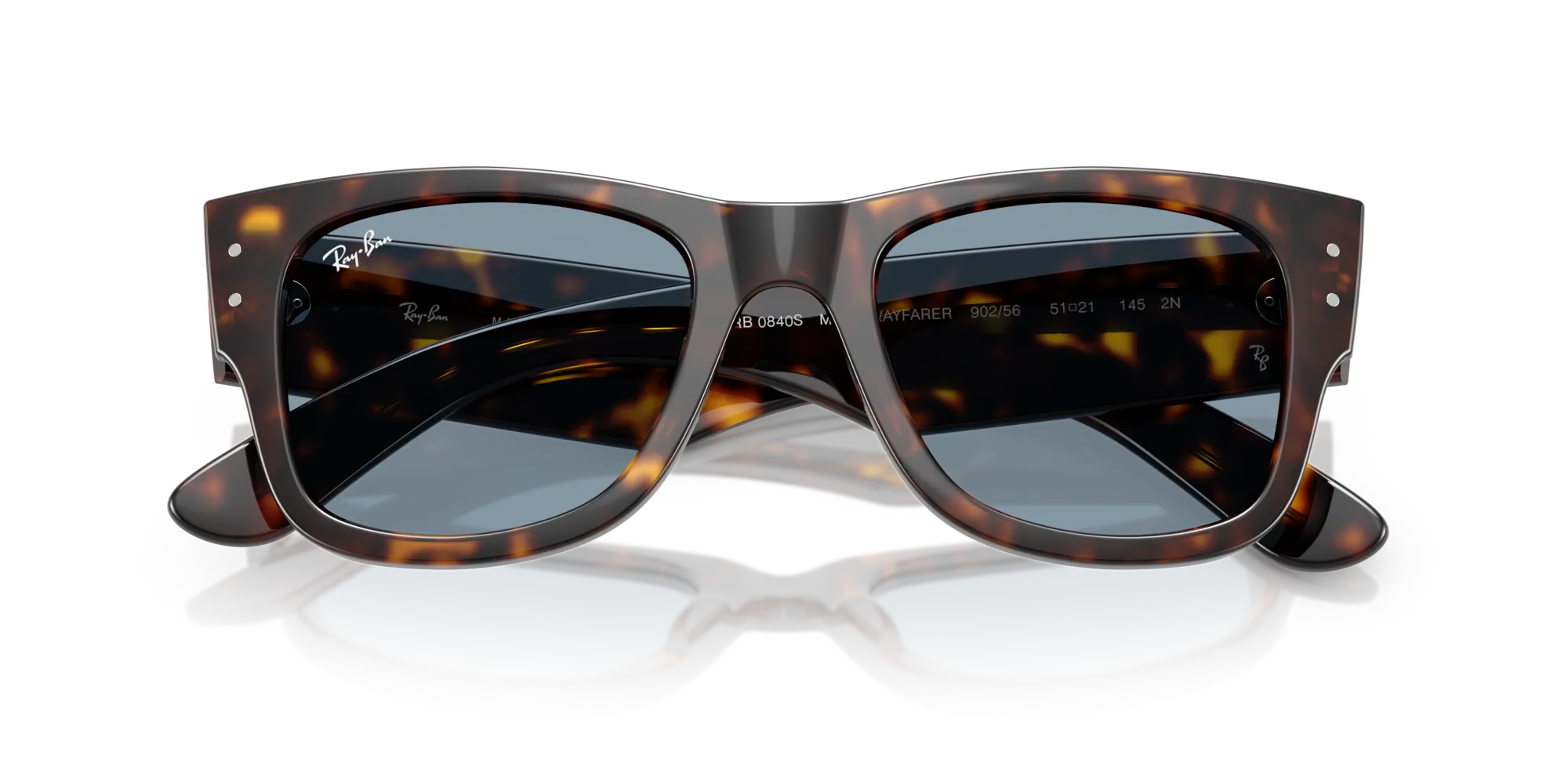 Ray - Ban RB0840S MEGA WAYFARER 902/56 Occhiali da sole Acetato Tartaruga Blu Squadrata Normale - immagine 2