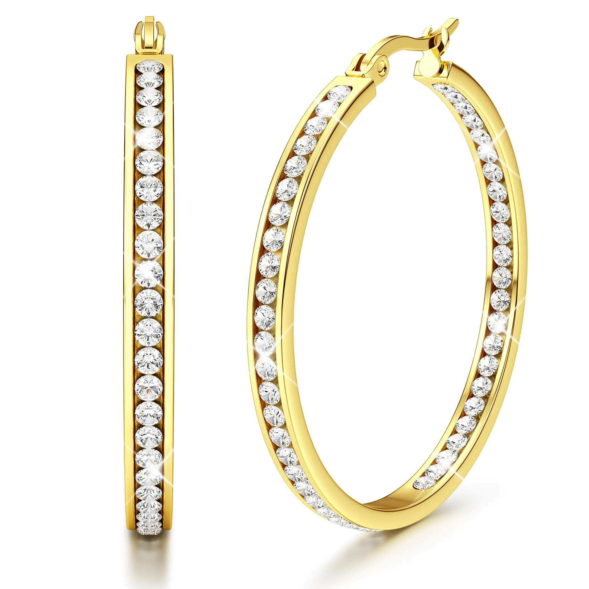 Adramata Orecchini Donna Orecchini Cerchio Zirconia Cubica Orecchino - immagine 1