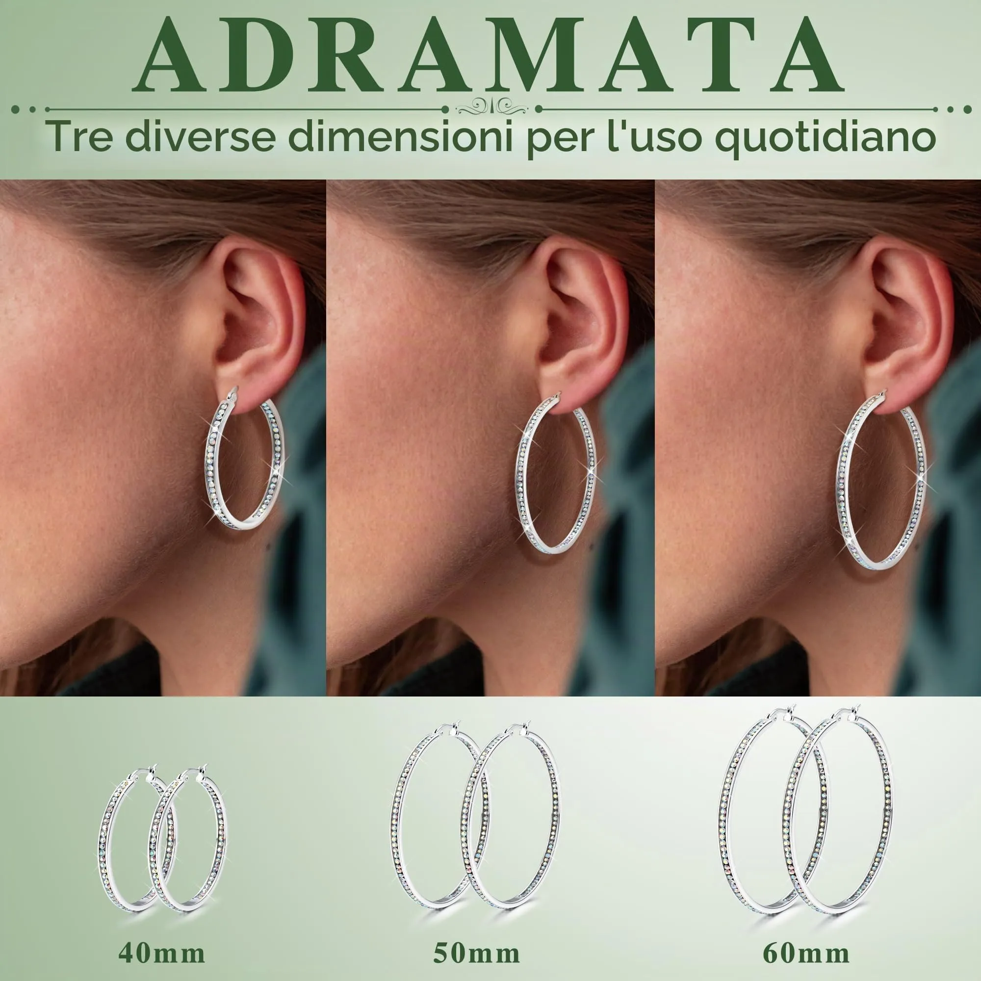 Adramata Orecchini Donna Orecchini Cerchio Zirconia Cubica Orecchino - immagine 4