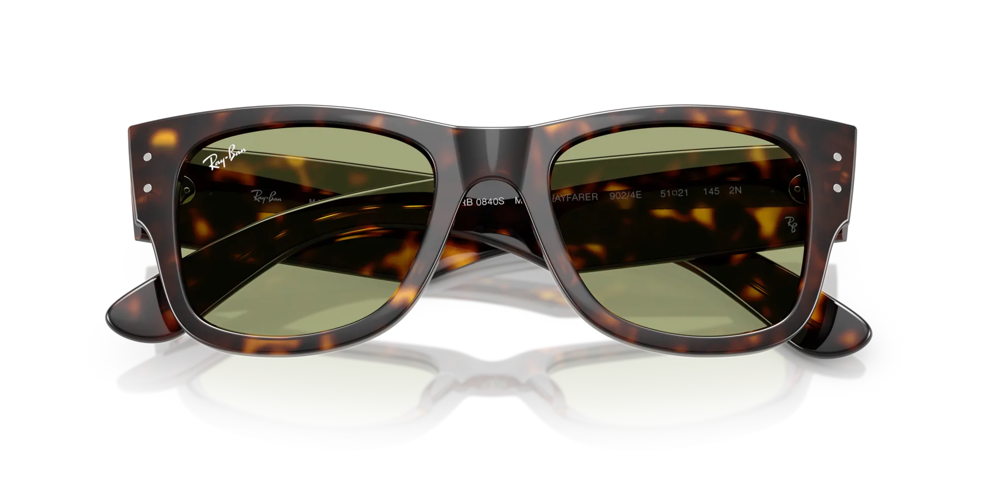 Ray - Ban RB0840S MEGA WAYFARER 902/4E Occhiali da sole Acetato Tartaruga Verde Squadrata Normale - immagine 2