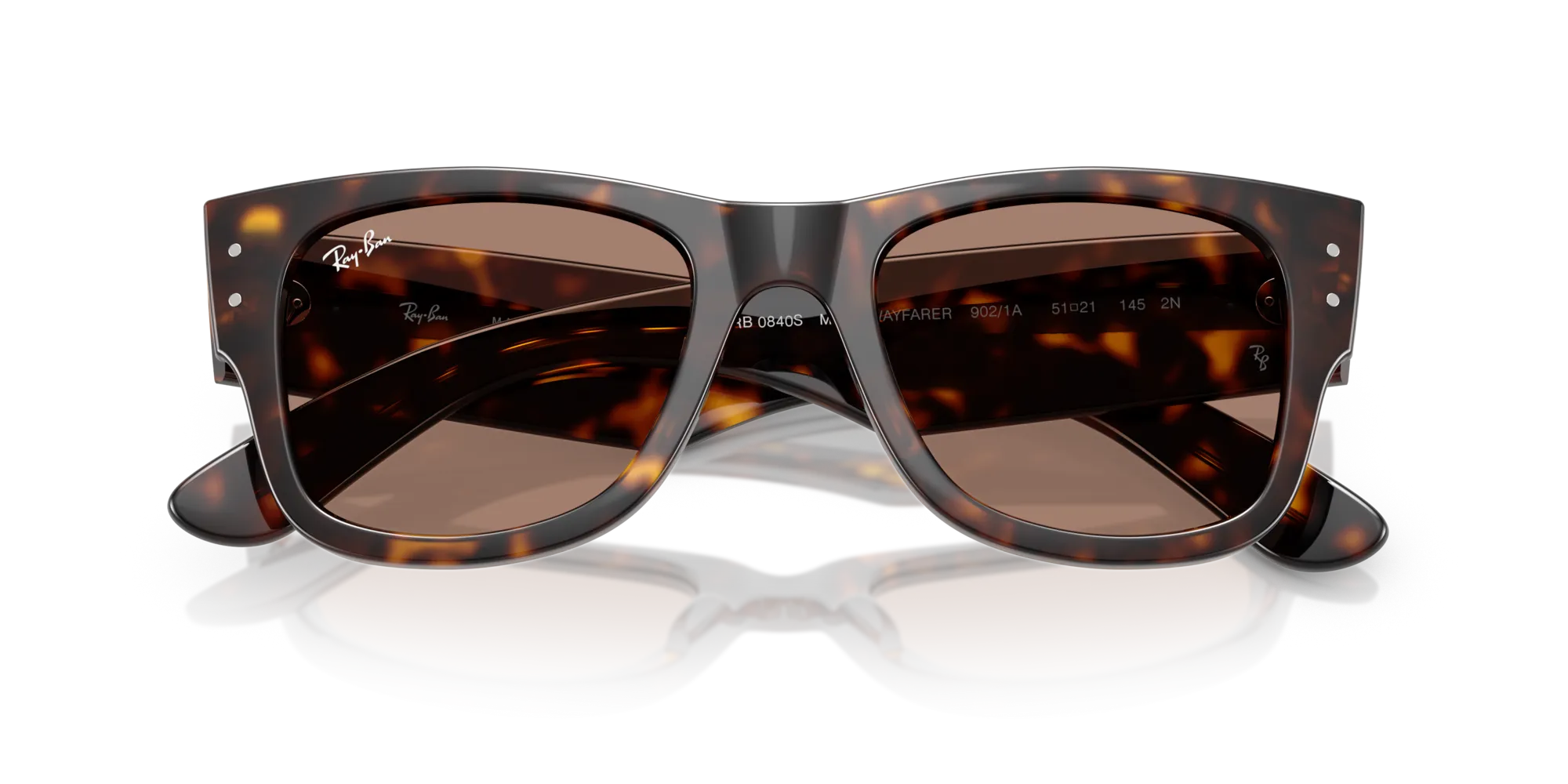 Ray - Ban RB0840S MEGA WAYFARER 902/1A Occhiali da sole Acetato Tartaruga Viola Squadrata Normale - immagine 2