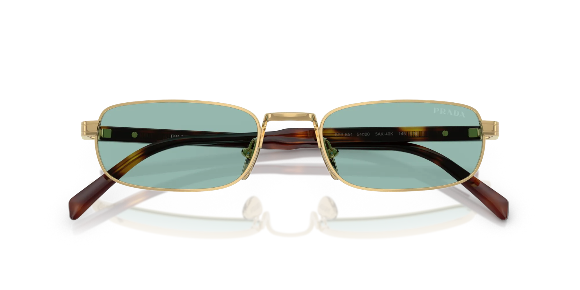 Prada PR B54S 5AK40K Occhiali da sole Metallo Oro Verde Squadrata Normale - immagine 2