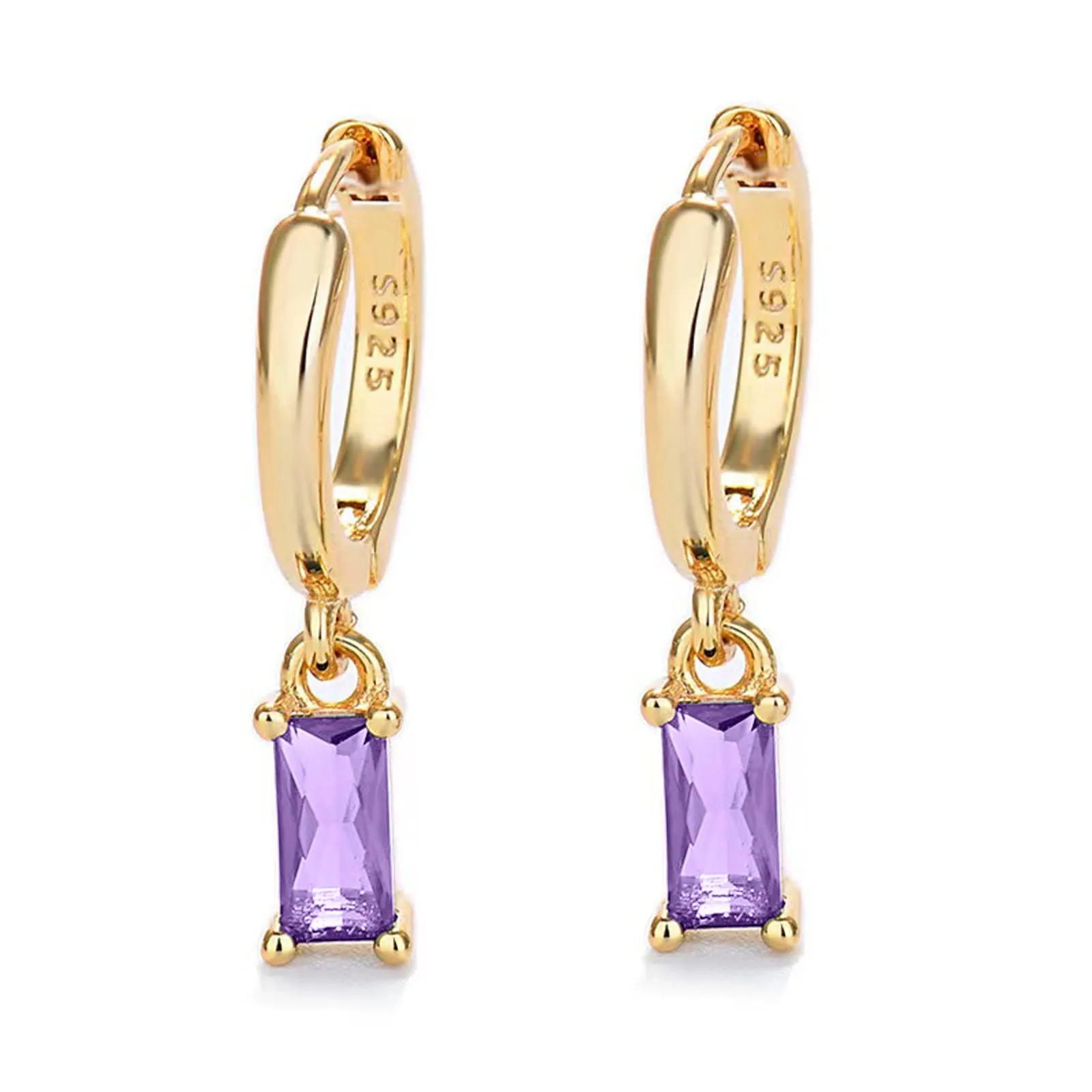 Orecchini creoli in oro da donna con pendente verde, orecchini a cerchio in oro 14 carati, unisex, 2 pezzi - immagine 1