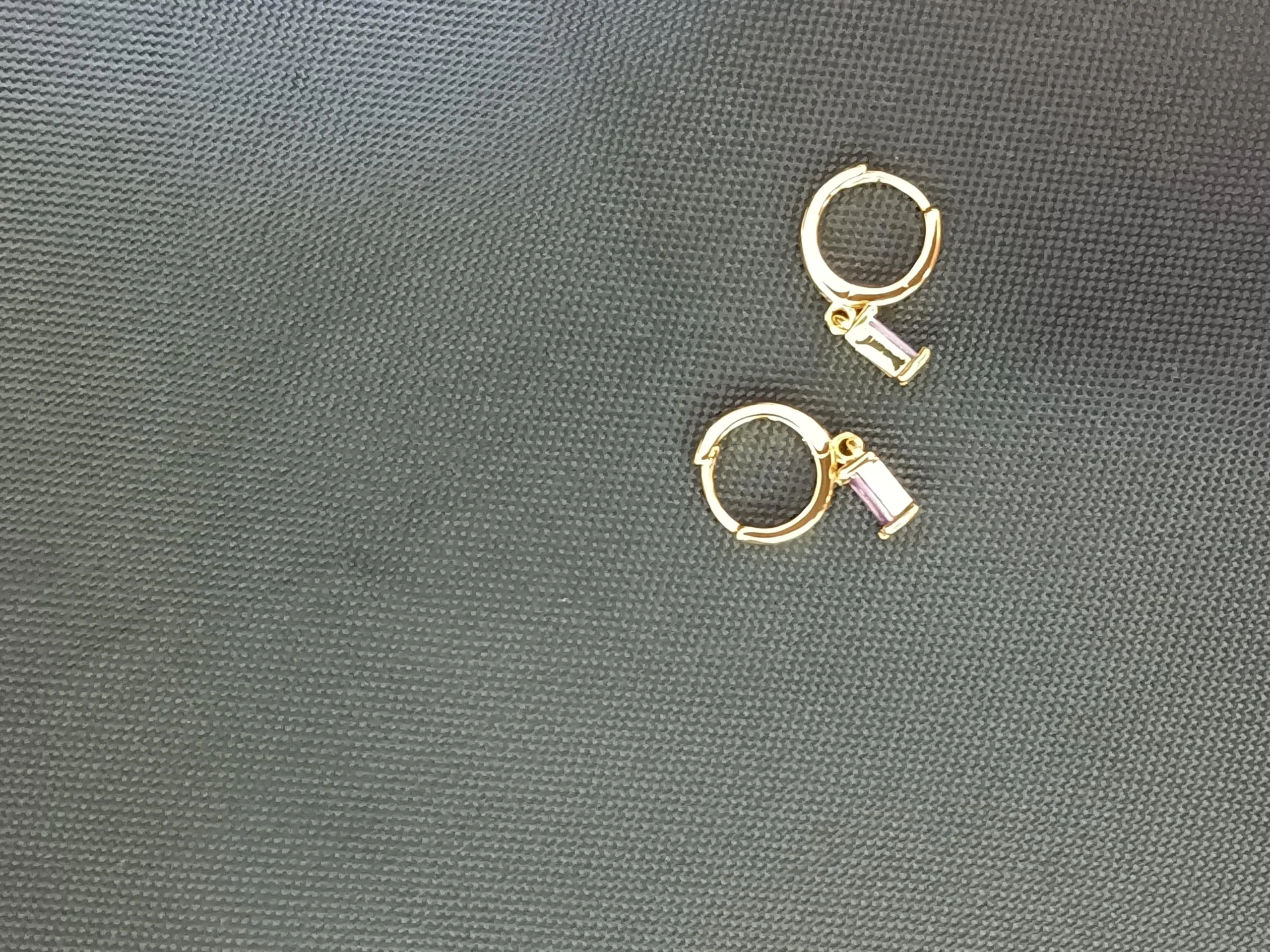 Orecchini creoli in oro da donna con pendente verde, orecchini a cerchio in oro 14 carati, unisex, 2 pezzi - immagine 3