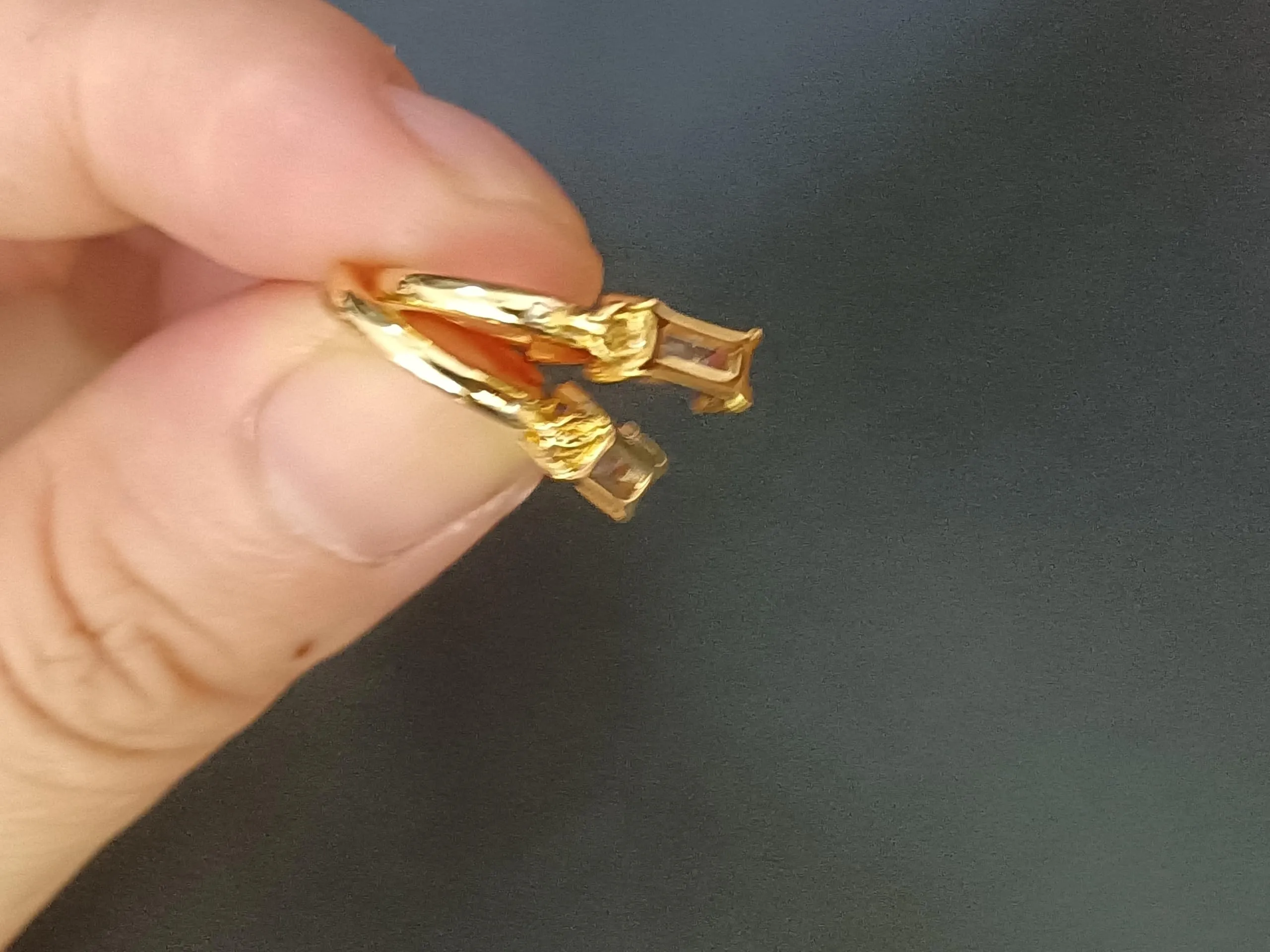 Orecchini creoli in oro da donna con pendente verde, orecchini a cerchio in oro 14 carati, unisex, 2 pezzi - immagine 4