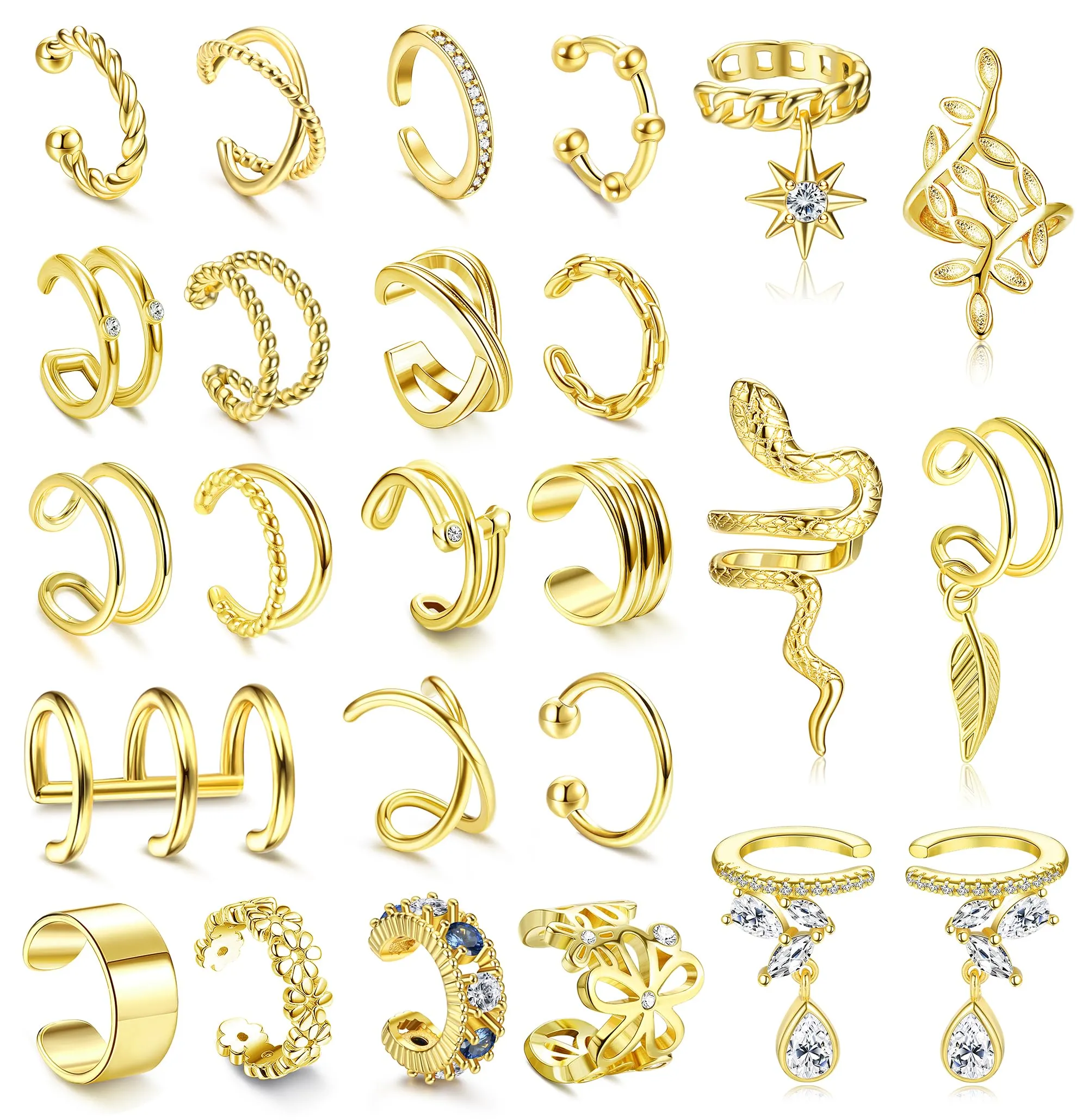 Orazio 25Pcs Orecchio Clip Helix Orecchio Non Piercing Orecchini Cerchio - immagine 1