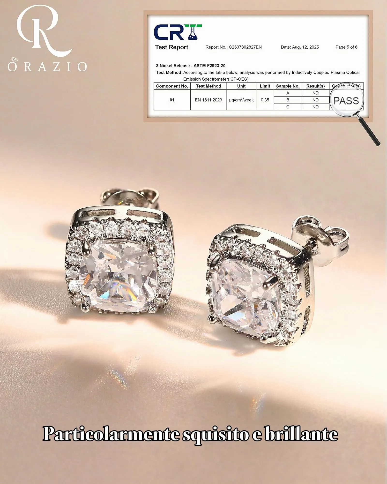 Orazio Orecchini a Bottone Perni in Argento 925 per Donna Uomo - immagine 6