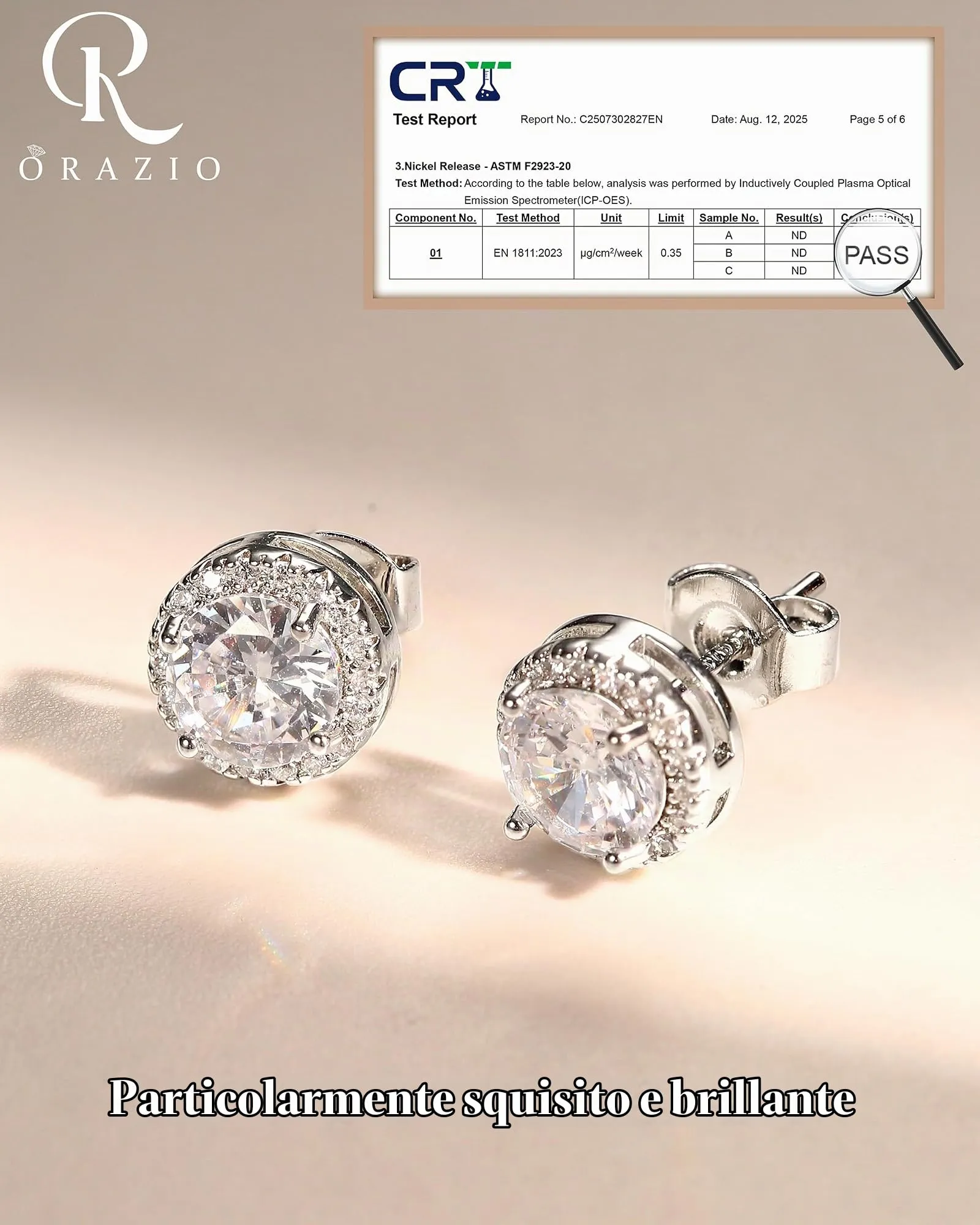 Orazio Orecchini a Bottone Perni in Argento 925 per Donna Uomo - immagine 6