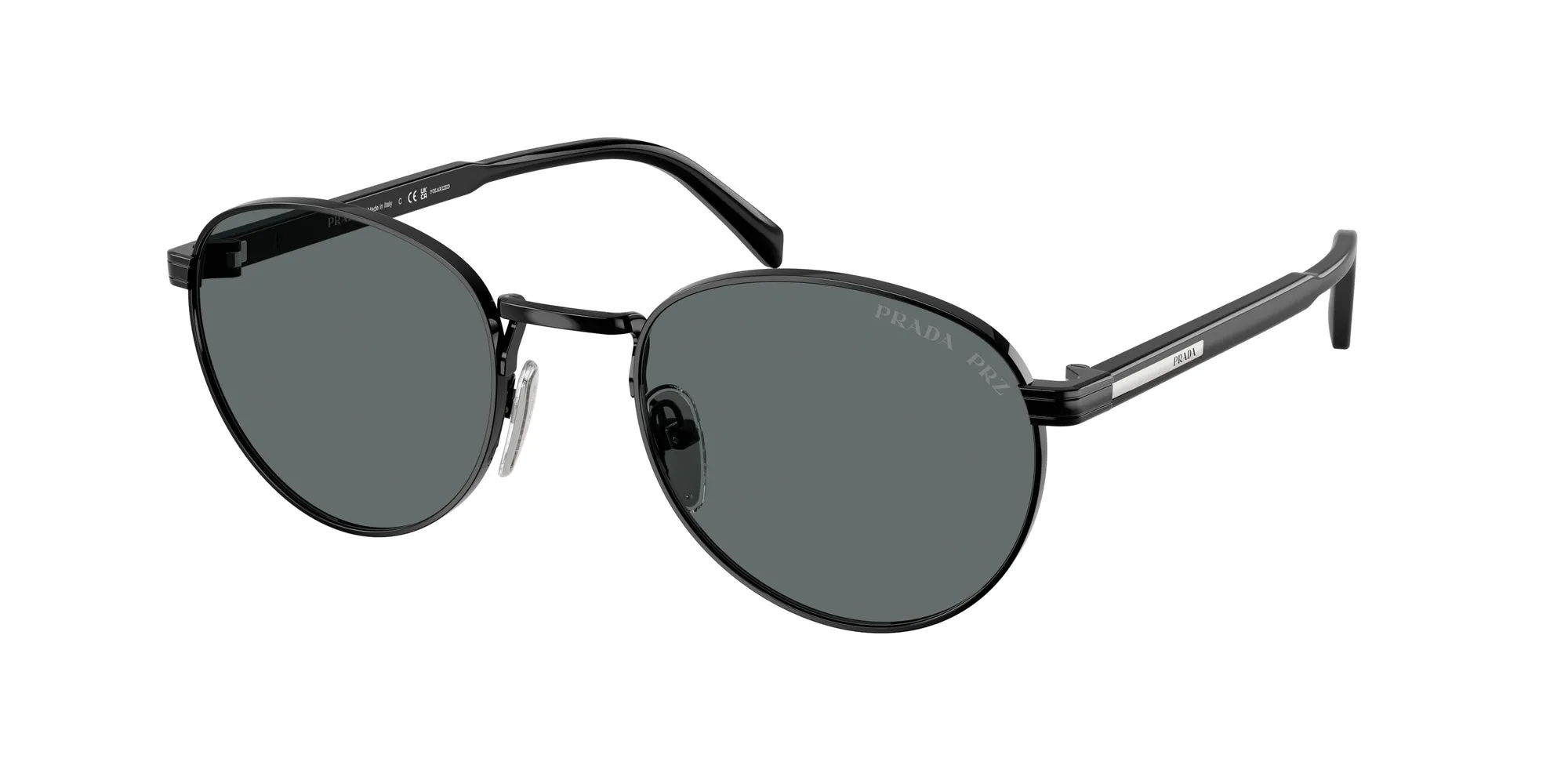 Prada PR B51S 1AB5Z1 Occhiali da sole Metallo Nero Grigio Rotonda Polarizzata - immagine 1