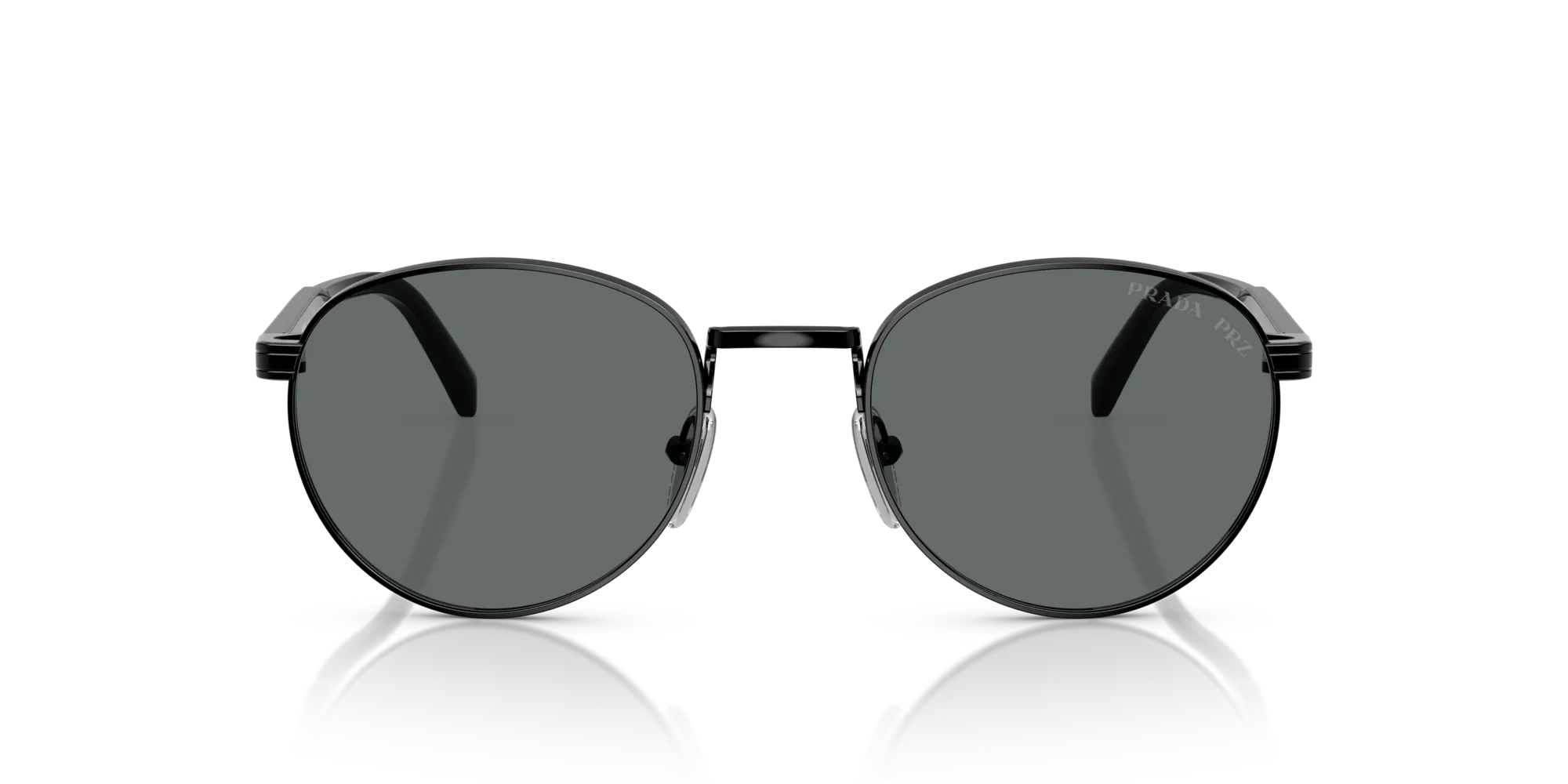 Prada PR B51S 1AB5Z1 Occhiali da sole Metallo Nero Grigio Rotonda Polarizzata - immagine 3