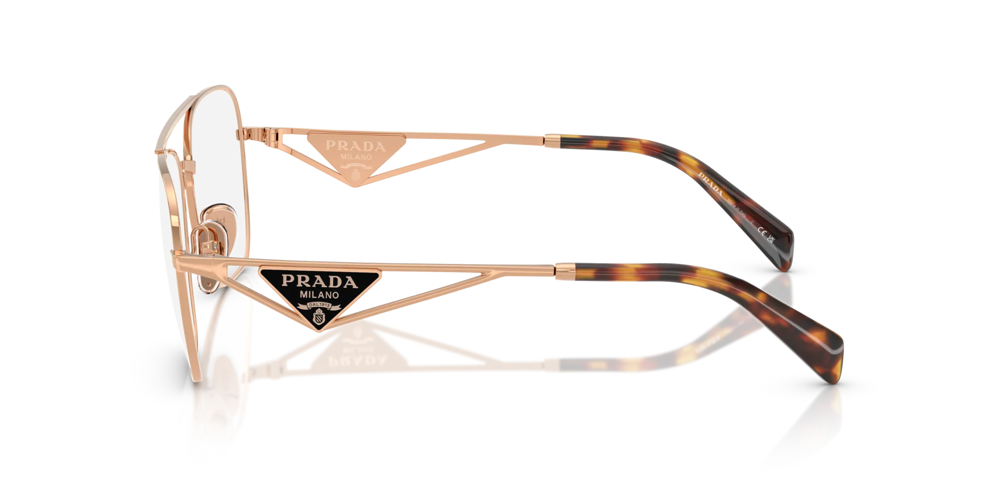 Prada PR B50V SVF1O1 Montature da vista Acciaio Oro Pilot Normale - immagine 4