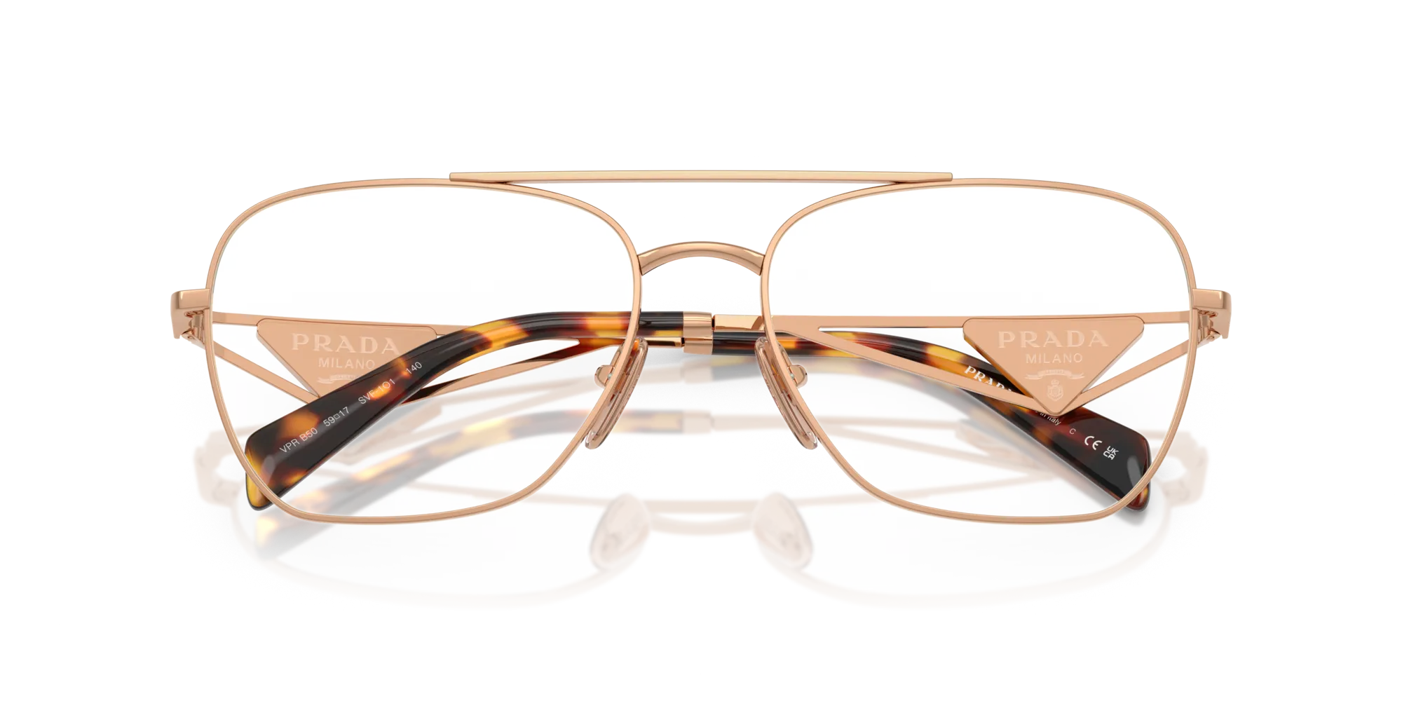 Prada PR B50V SVF1O1 Montature da vista Acciaio Oro Pilot Normale - immagine 2