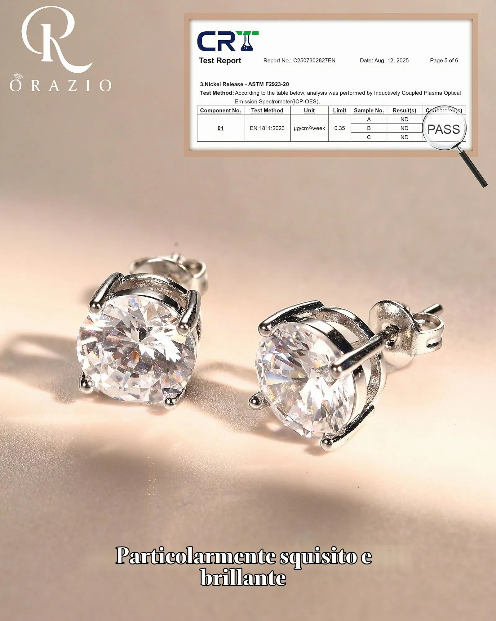 Orazio Orecchini a Bottone Perni in Argento 925 per Donna Uomo - immagine 5