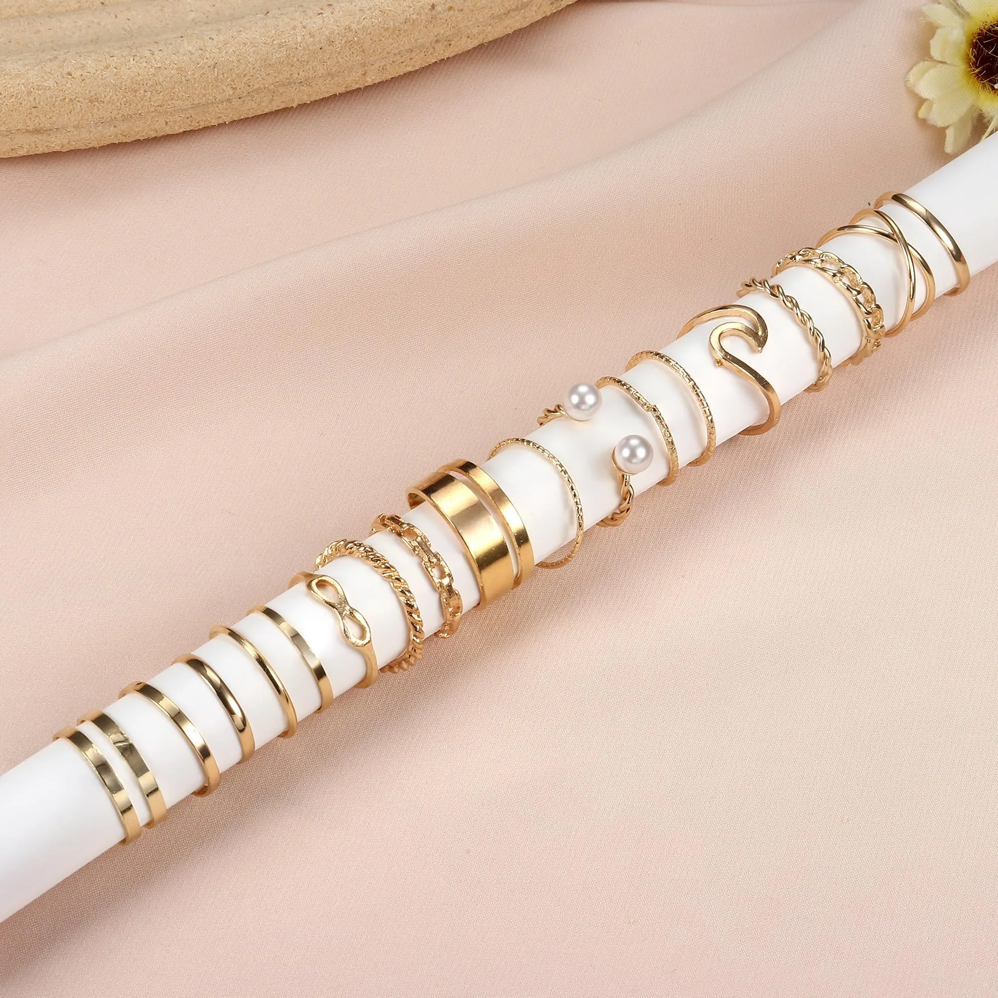 Morfetto Set di gioielli in Tono Dorato per le donne alla moda Chunky Tono Dorato Orecchini a cerchio Accessori in Collana e bracciale set gioielli Pacchetto - immagine 4
