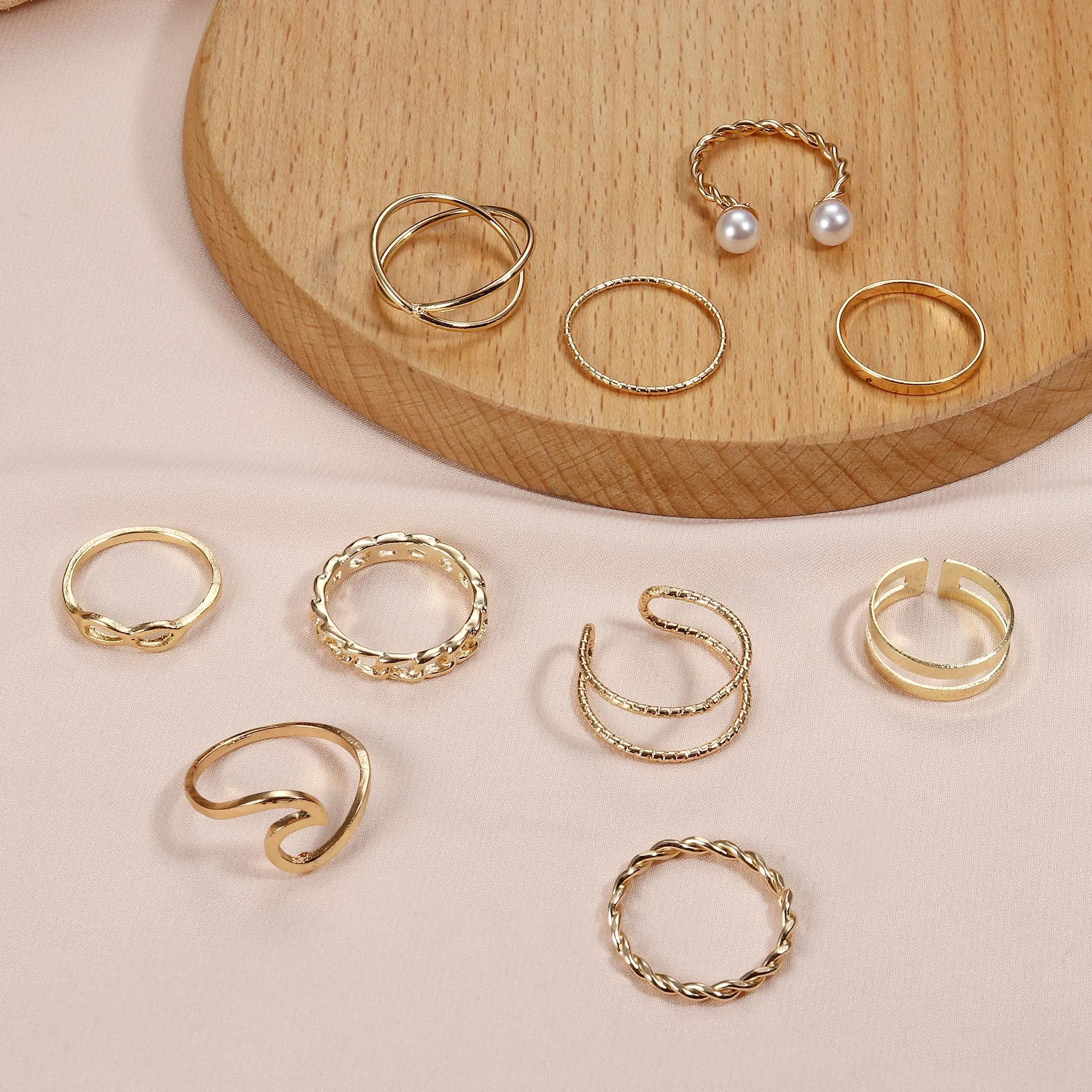 Morfetto Set di gioielli in Tono Dorato per le donne alla moda Chunky Tono Dorato Orecchini a cerchio Accessori in Collana e bracciale set gioielli Pacchetto - immagine 8
