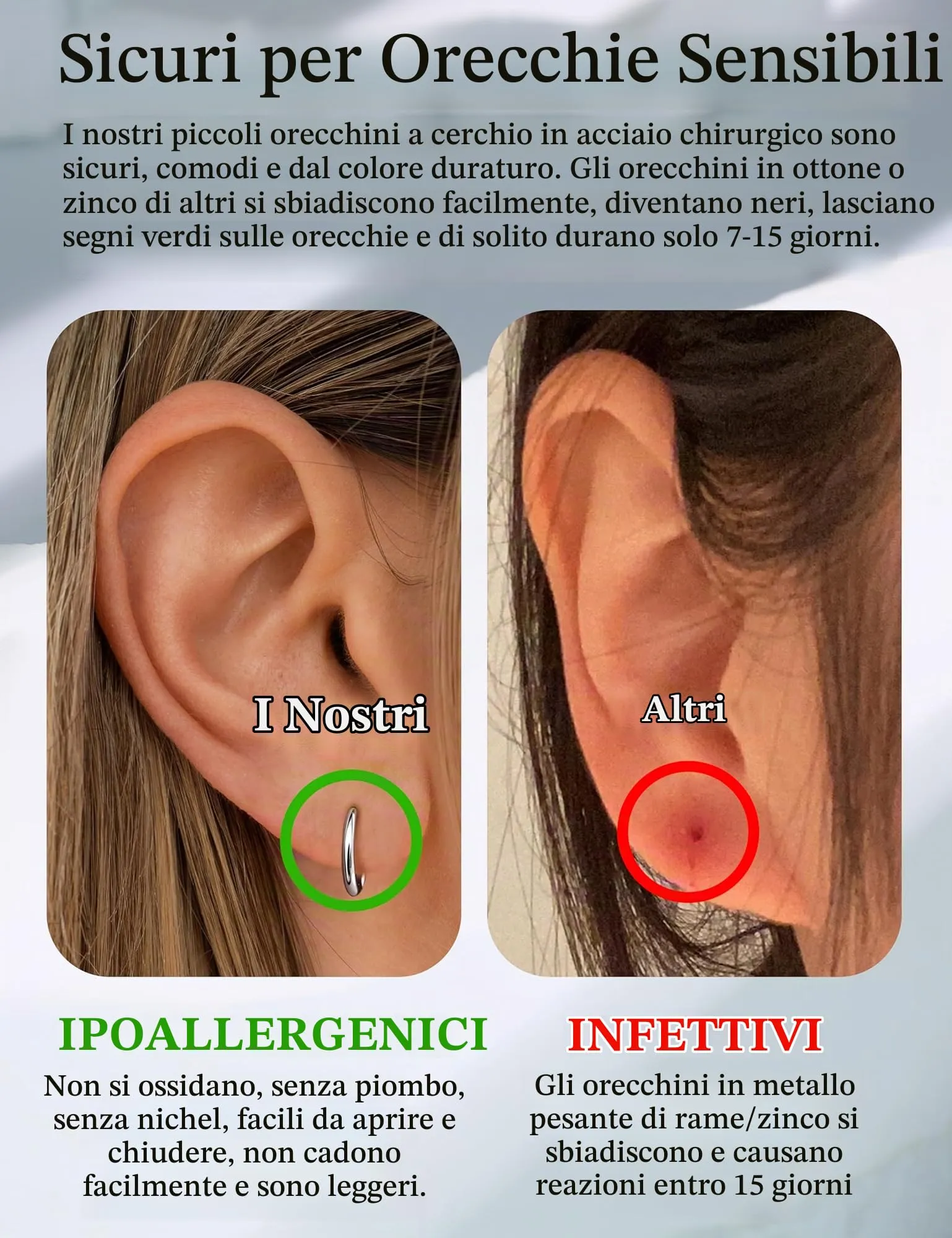 KRFY Piccoli Orecchini Cerchio per Donna Uomo Set acciaio inossidabile Cartilagine Huggie Orecchini 6/7/8/9/10MM Daith Helix Piercing Anello Gioielli Orecchini Dormienti a Cerniera Cerchi Color argento-s - immagine 5