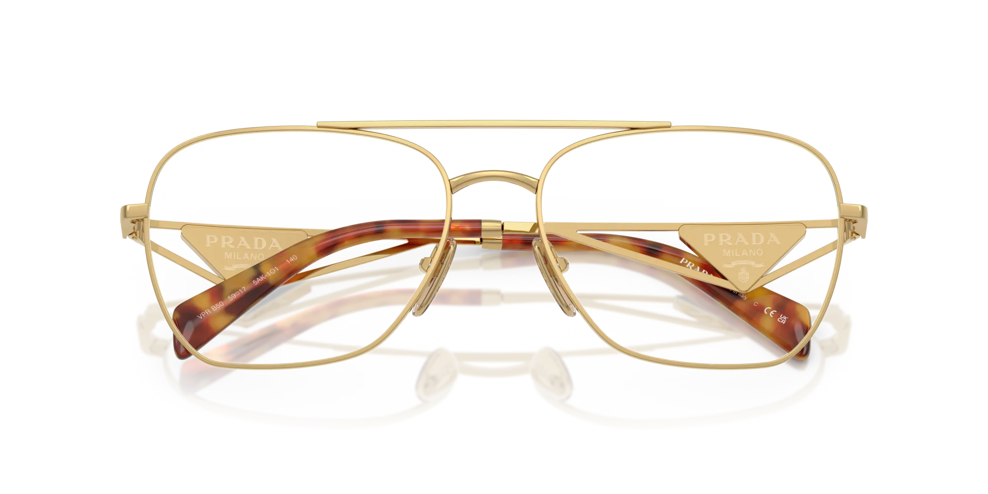 Prada PR B50V 5AK1O1 Montature da vista Acciaio Oro Pilot Normale - immagine 2