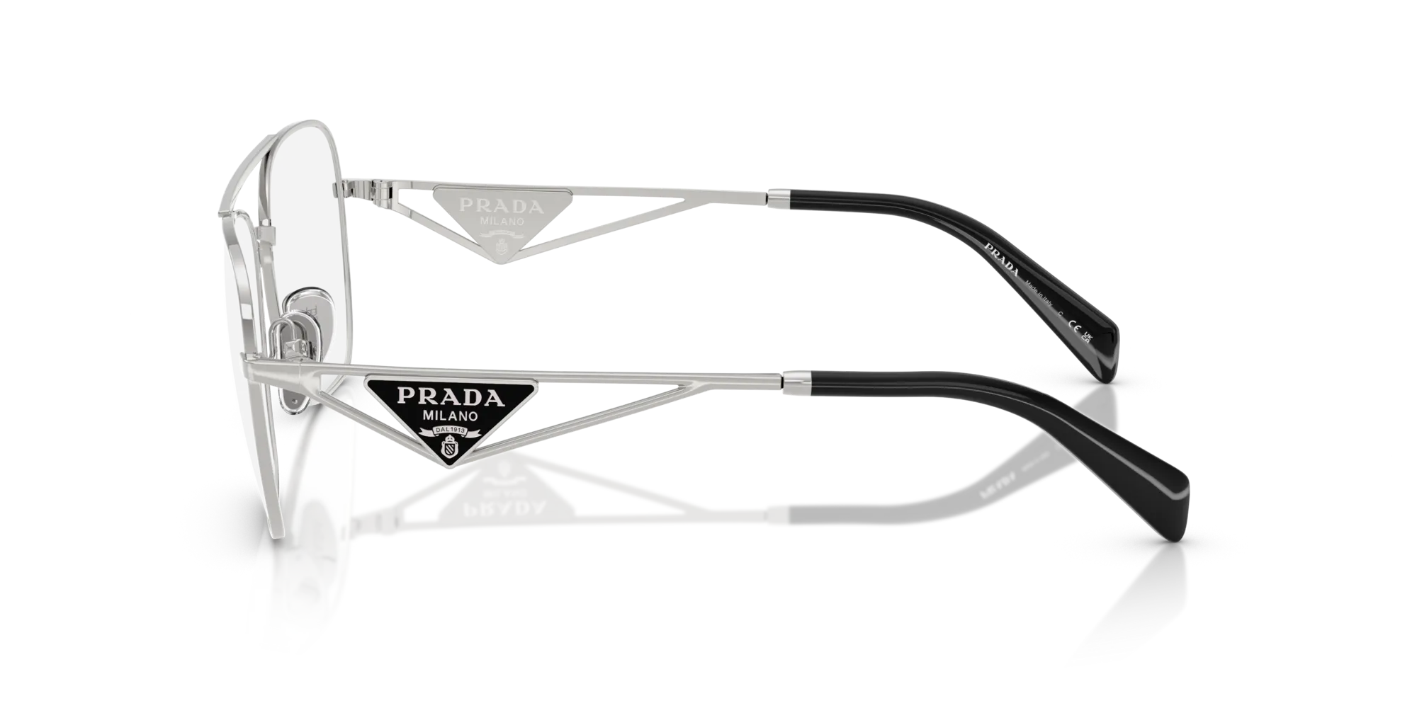 Prada PR B50V 1BC1O1 Montature da vista Acciaio Argento Pilot Normale - immagine 4