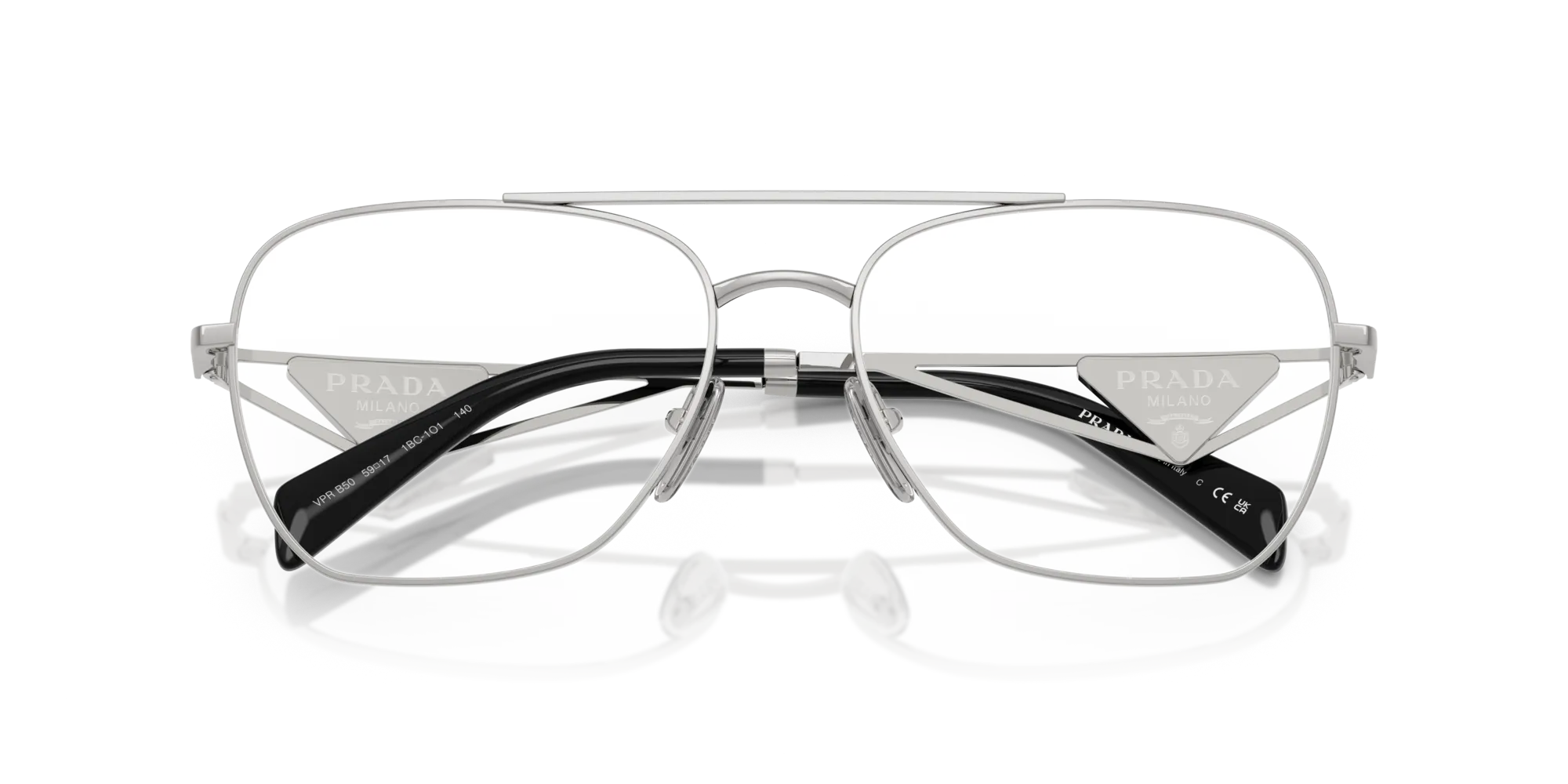 Prada PR B50V 1BC1O1 Montature da vista Acciaio Argento Pilot Normale - immagine 2