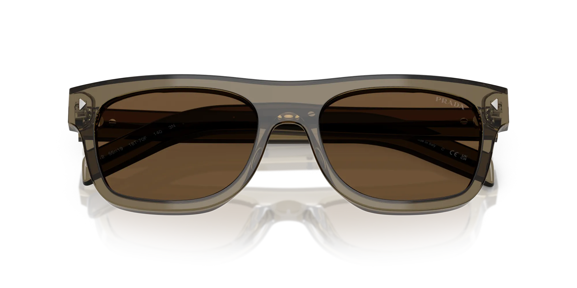 Prada PR B12S 18T70F Occhiali da sole Acetato Marrone Marrone Pillow Normale - immagine 2