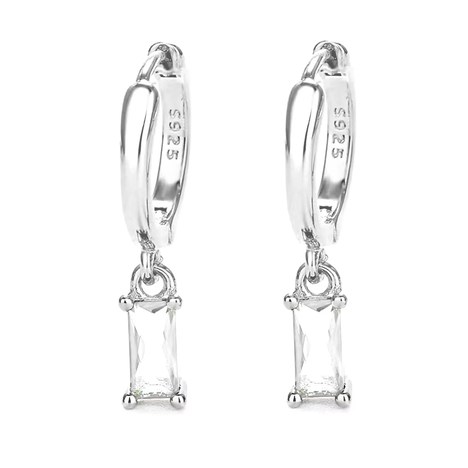 Orecchini creoli in oro da donna con pendente verde, orecchini a cerchio in oro 14 carati, unisex, 2 pezzi, Argento - immagine 1