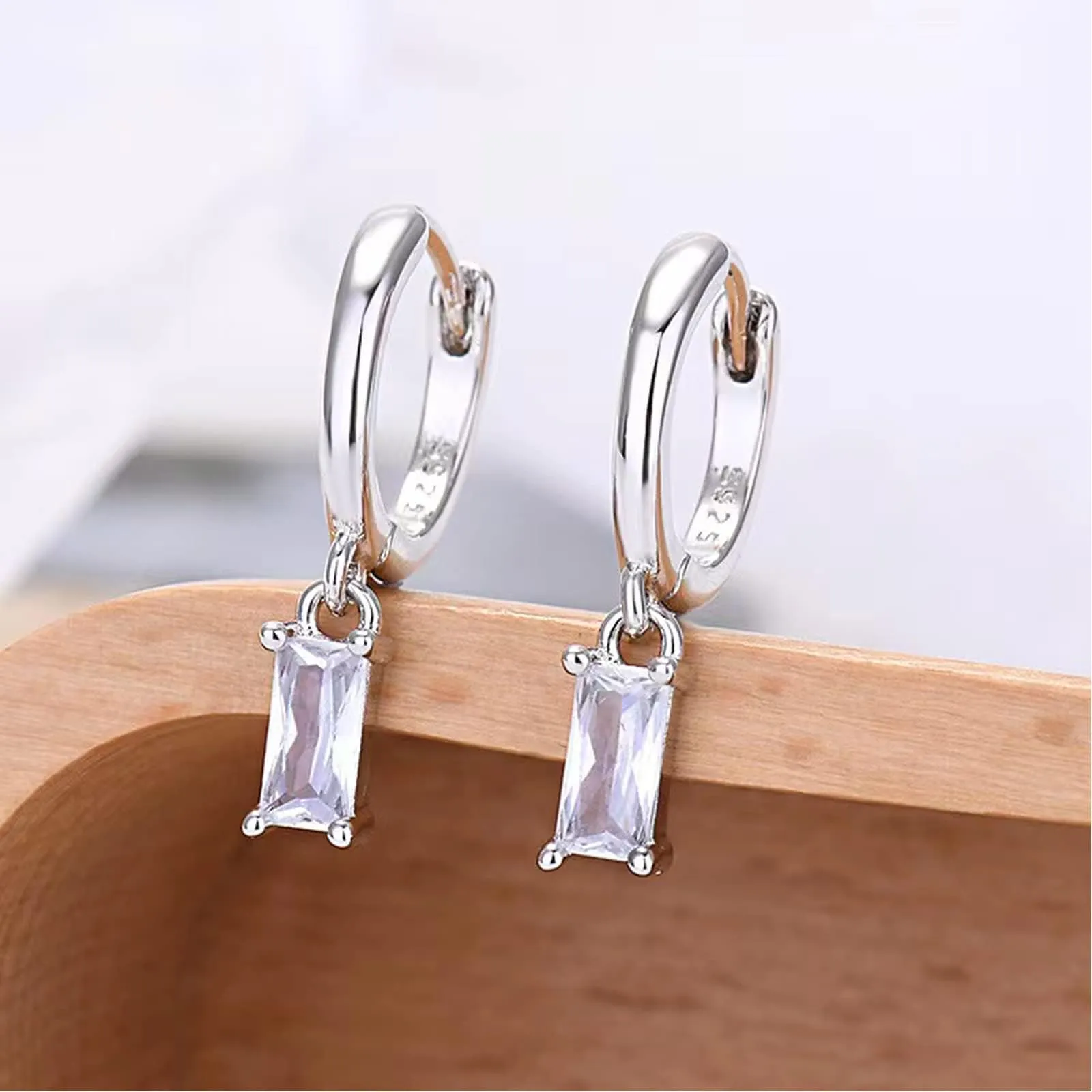Orecchini creoli in oro da donna con pendente verde, orecchini a cerchio in oro 14 carati, unisex, 2 pezzi, Argento - immagine 2