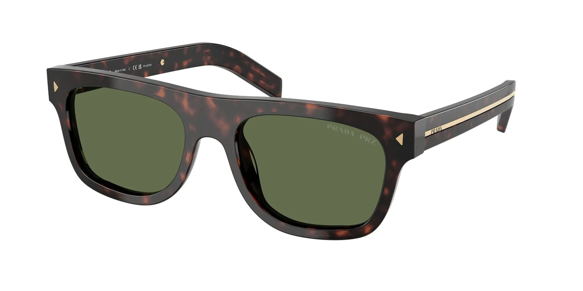 Prada PR B12S 17N20G Occhiali da sole Acetato Tartaruga Verde Pillow Polarizzata - immagine 1