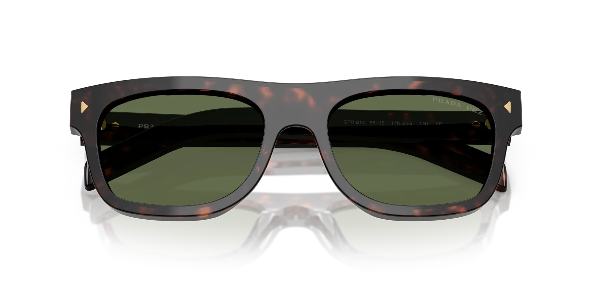 Prada PR B12S 17N20G Occhiali da sole Acetato Tartaruga Verde Pillow Polarizzata - immagine 2