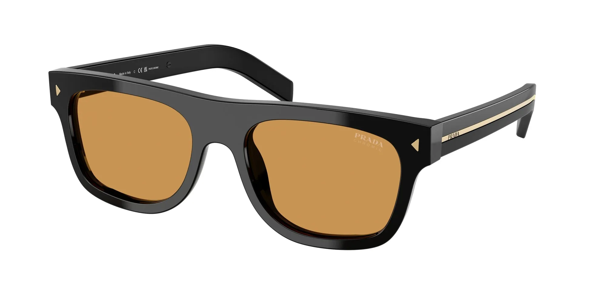 Prada PR B12S 16K60F Occhiali da sole Acetato Nero Marrone Pillow Fotocromatiche - immagine 1