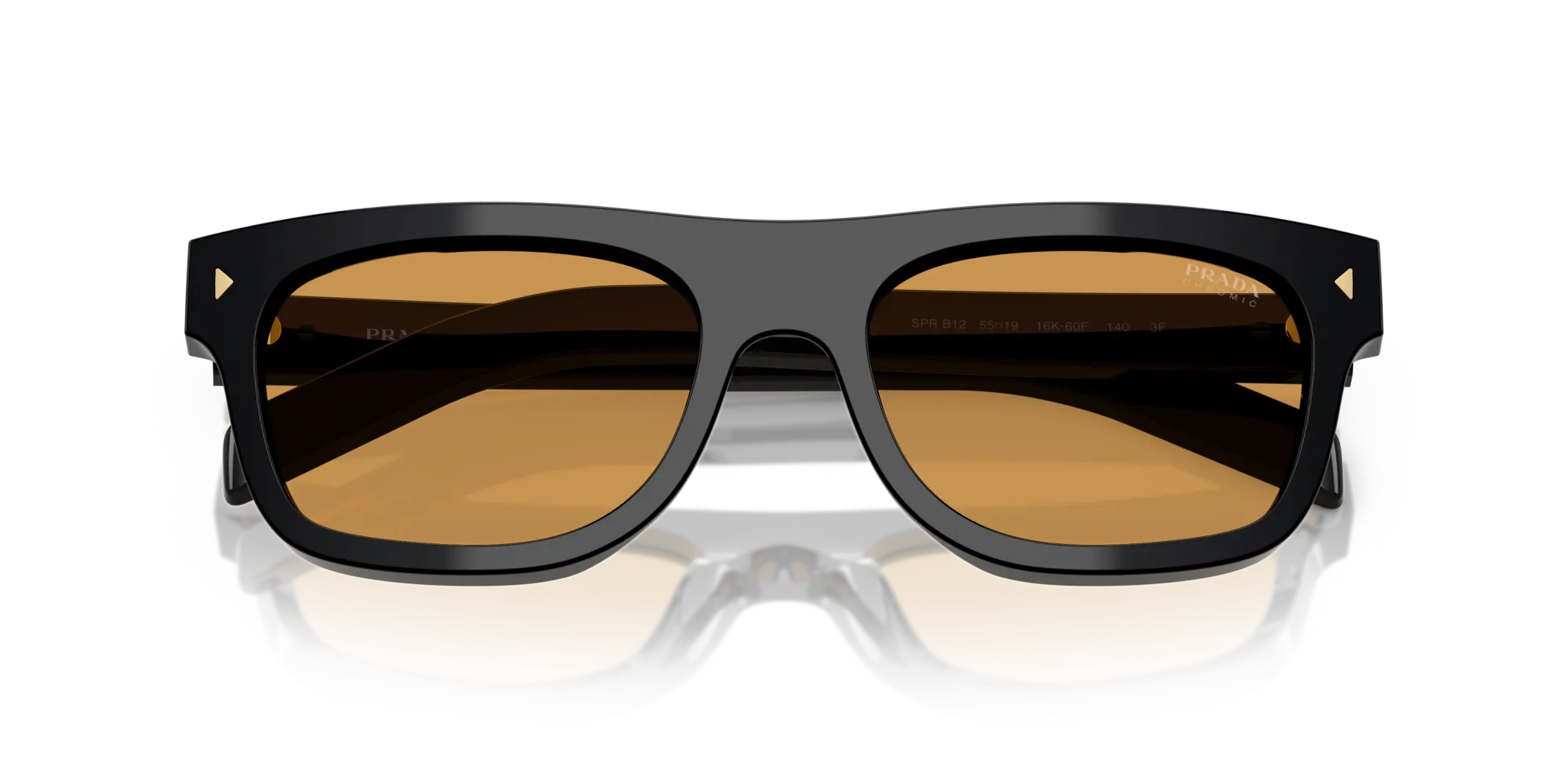 Prada PR B12S 16K60F Occhiali da sole Acetato Nero Marrone Pillow Fotocromatiche - immagine 2