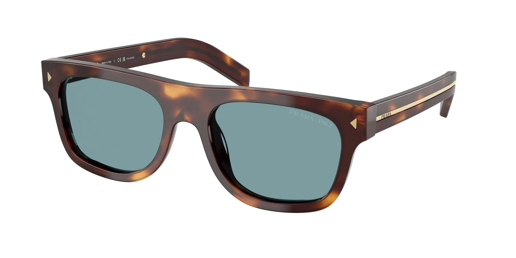 Prada PR B12S 15W04D Occhiali da sole Acetato Tartaruga Verde Pillow Polarizzata - immagine 1