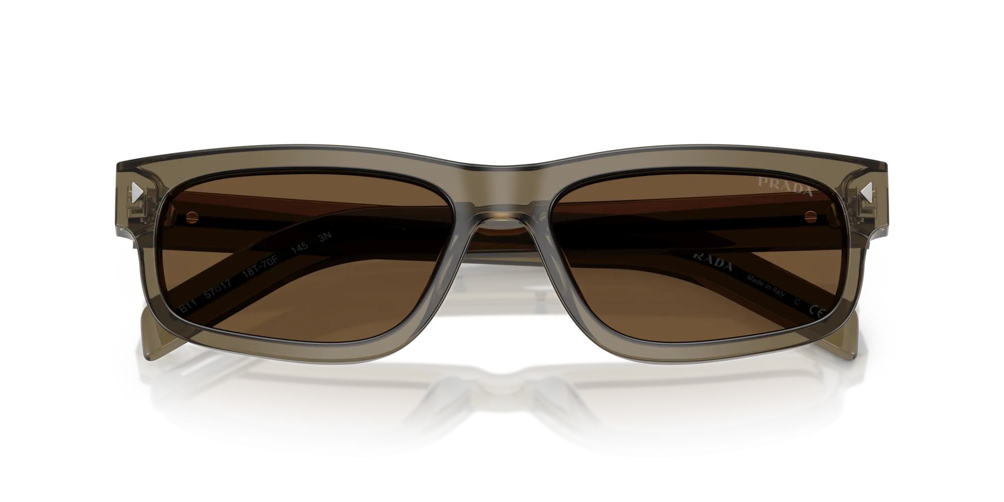 Prada PR B11S 18T70F Occhiali da sole Acetato Marrone Marrone Squadrata Normale - immagine 2