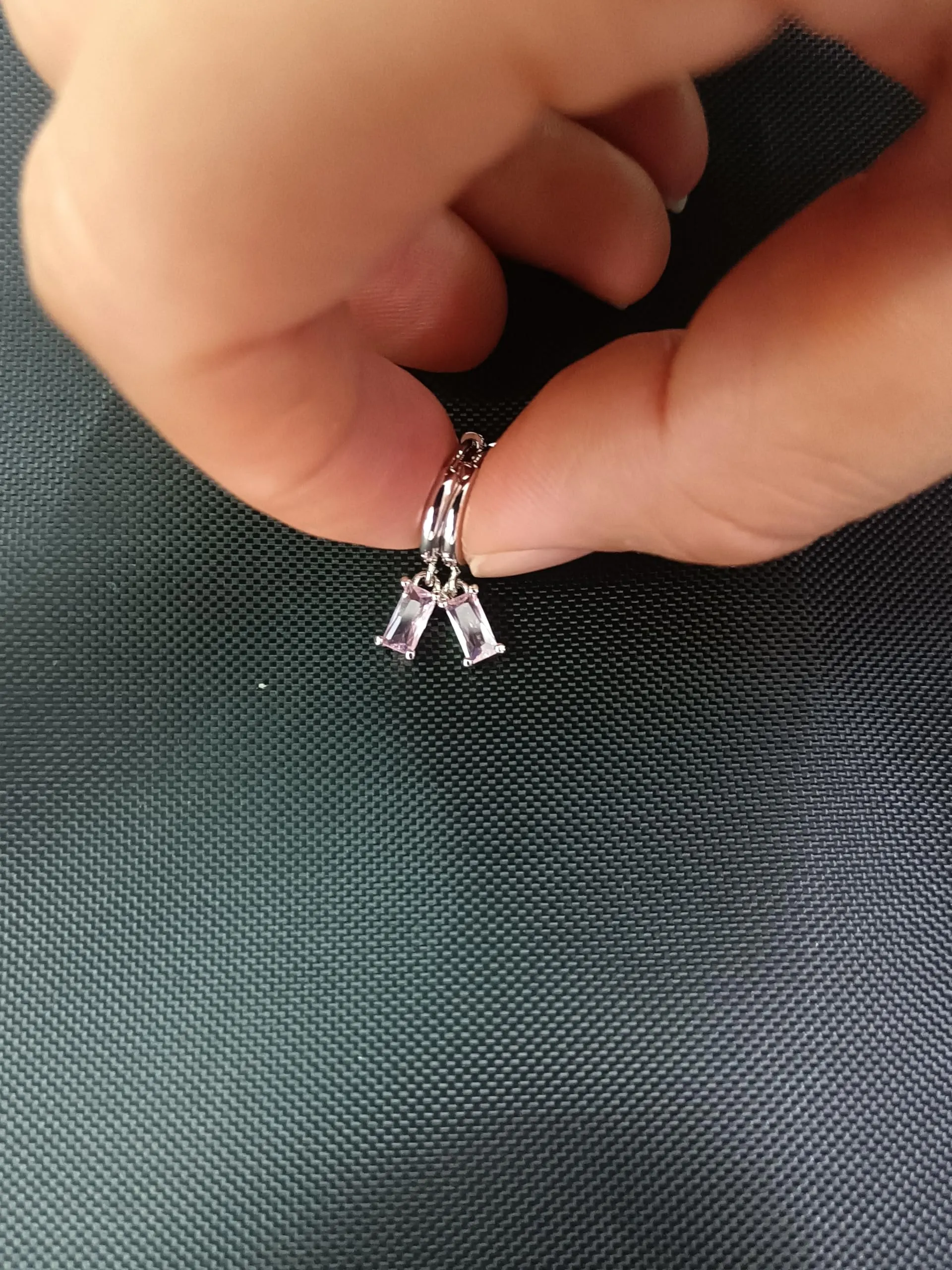 Orecchini creoli in oro da donna con pendente verde, orecchini a cerchio in oro 14 carati, unisex, 2 pezzi, Argento - immagine 2