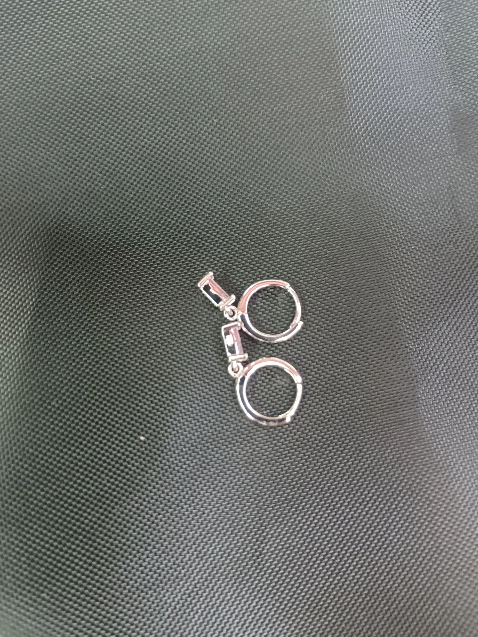 Orecchini creoli in oro da donna con pendente verde, orecchini a cerchio in oro 14 carati, unisex, 2 pezzi, Argento - immagine 3