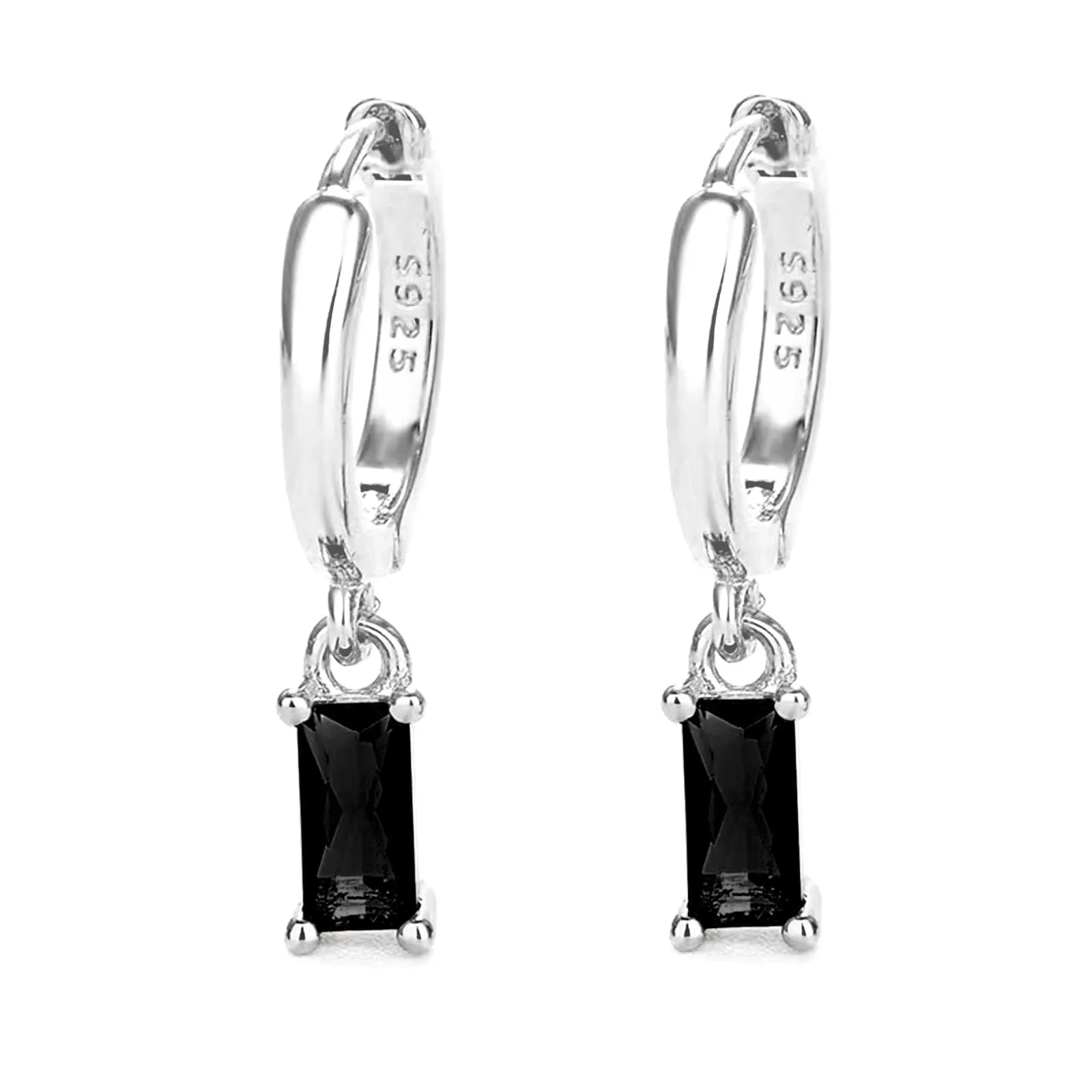 Orecchini creoli in oro da donna con pendente verde, orecchini a cerchio in oro 14 carati, unisex, 2 pezzi, Argento - immagine 1