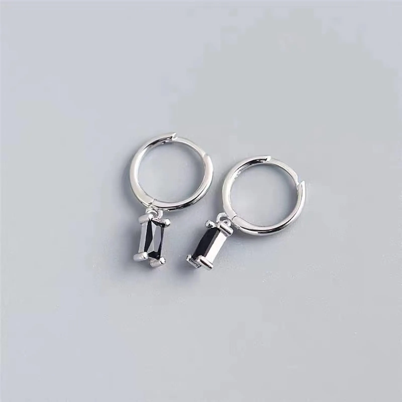Orecchini creoli in oro da donna con pendente verde, orecchini a cerchio in oro 14 carati, unisex, 2 pezzi, Argento - immagine 6