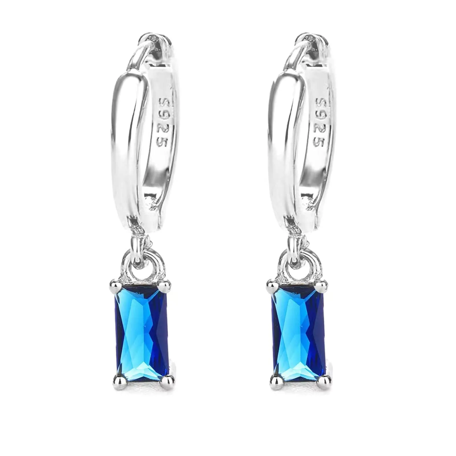 Orecchini creoli in oro da donna con pendente verde, orecchini a cerchio in oro 14 carati, unisex, 2 pezzi, Argento - immagine 1