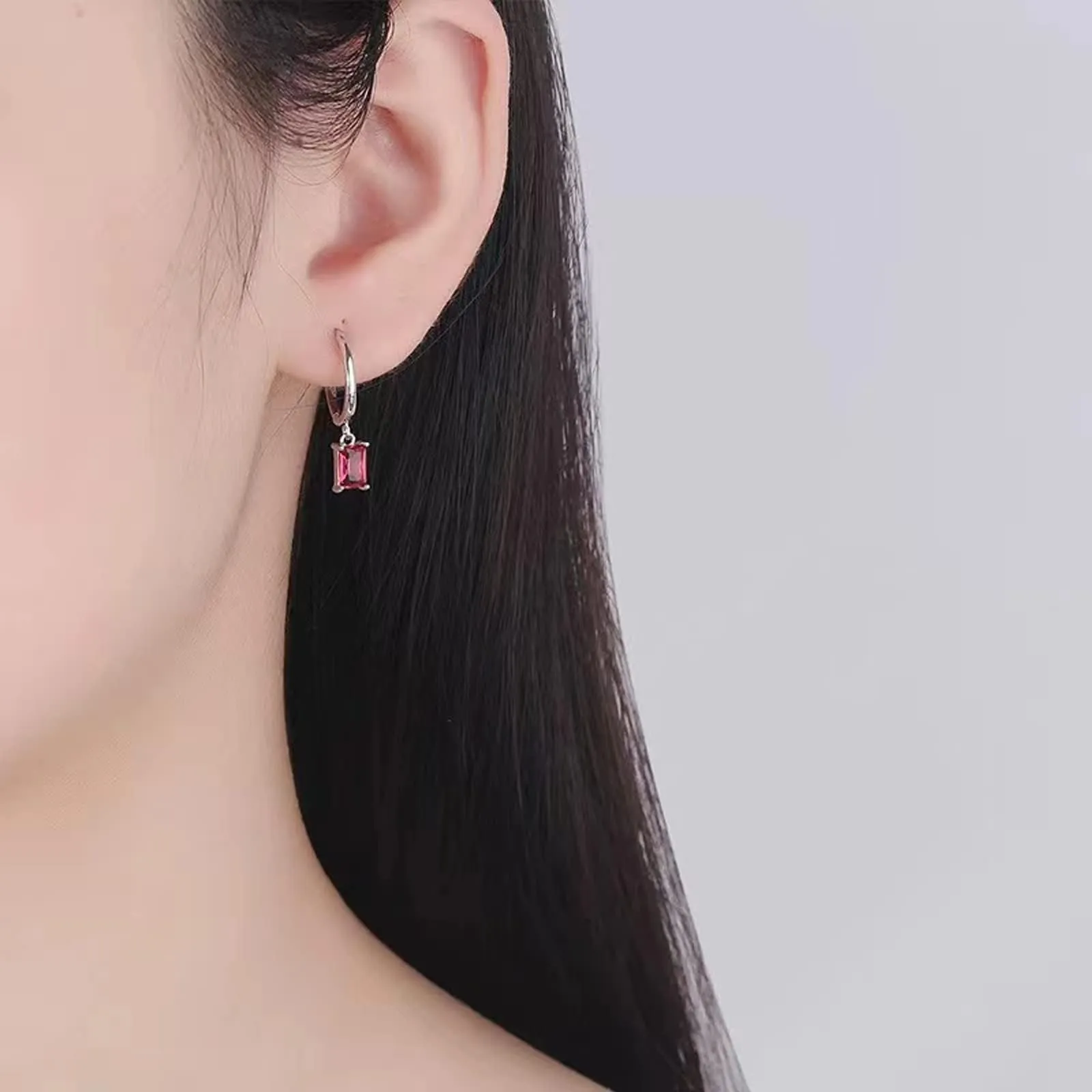 Orecchini Donna Cerchio Oro 14K con Goccia Verde, 2PCS - immagine 2