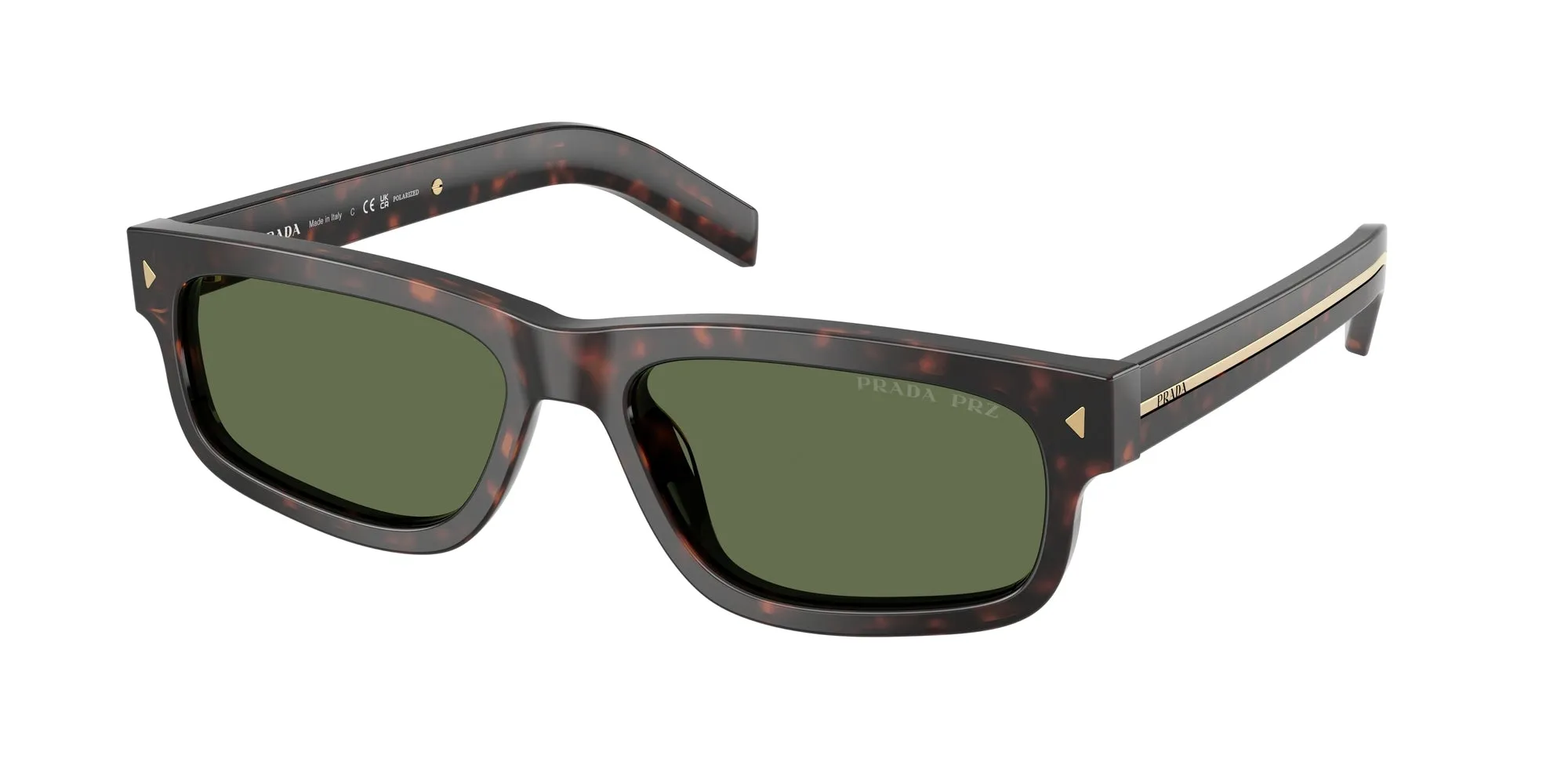 Prada PR B11S 17N20G Occhiali da sole Acetato Tartaruga Verde Squadrata Polarizzata - immagine 1